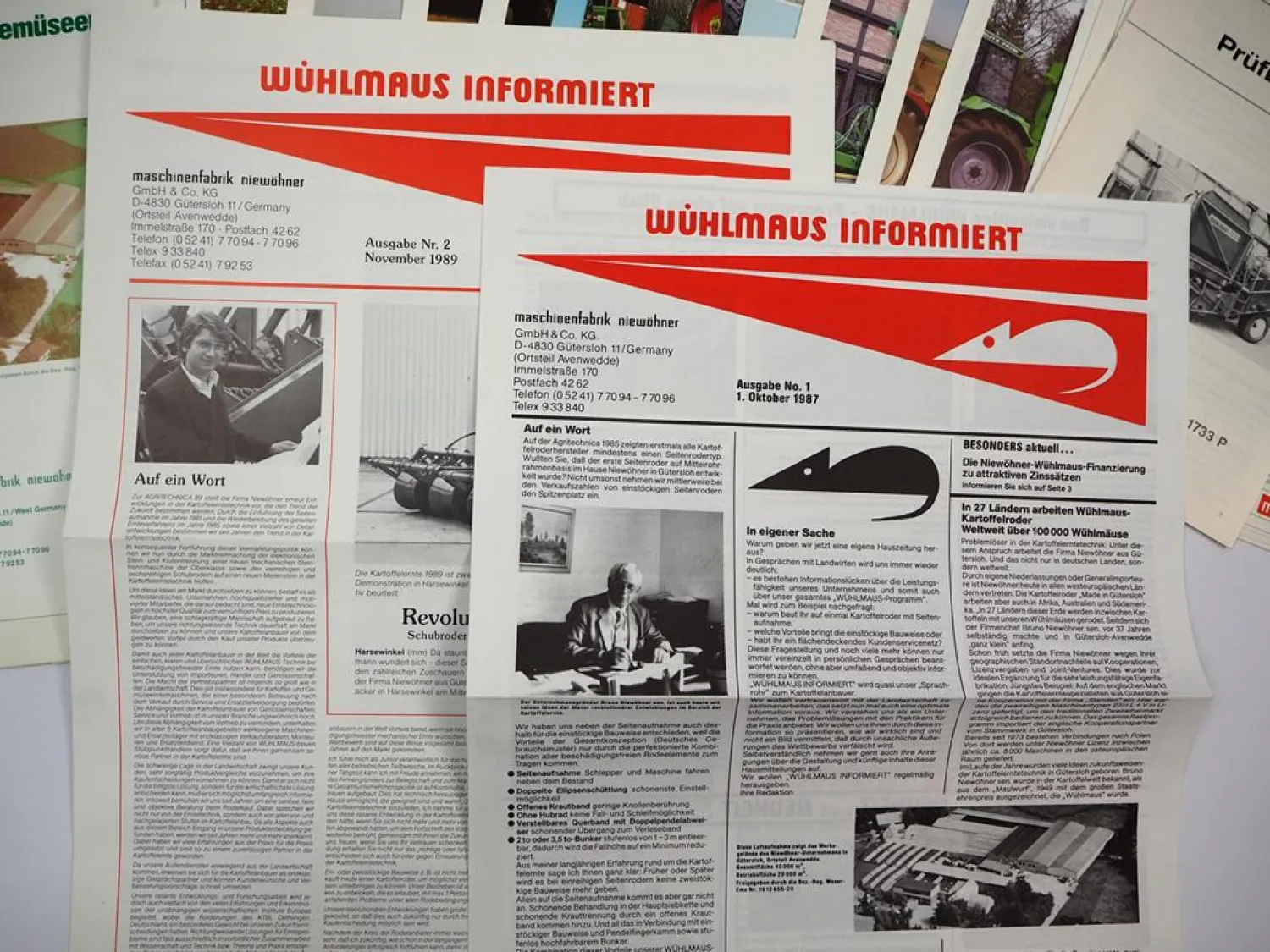 11x Original Prospekt Mappe Prüfbericht Wühlmaus Landtechnik 1980/90er Jahre