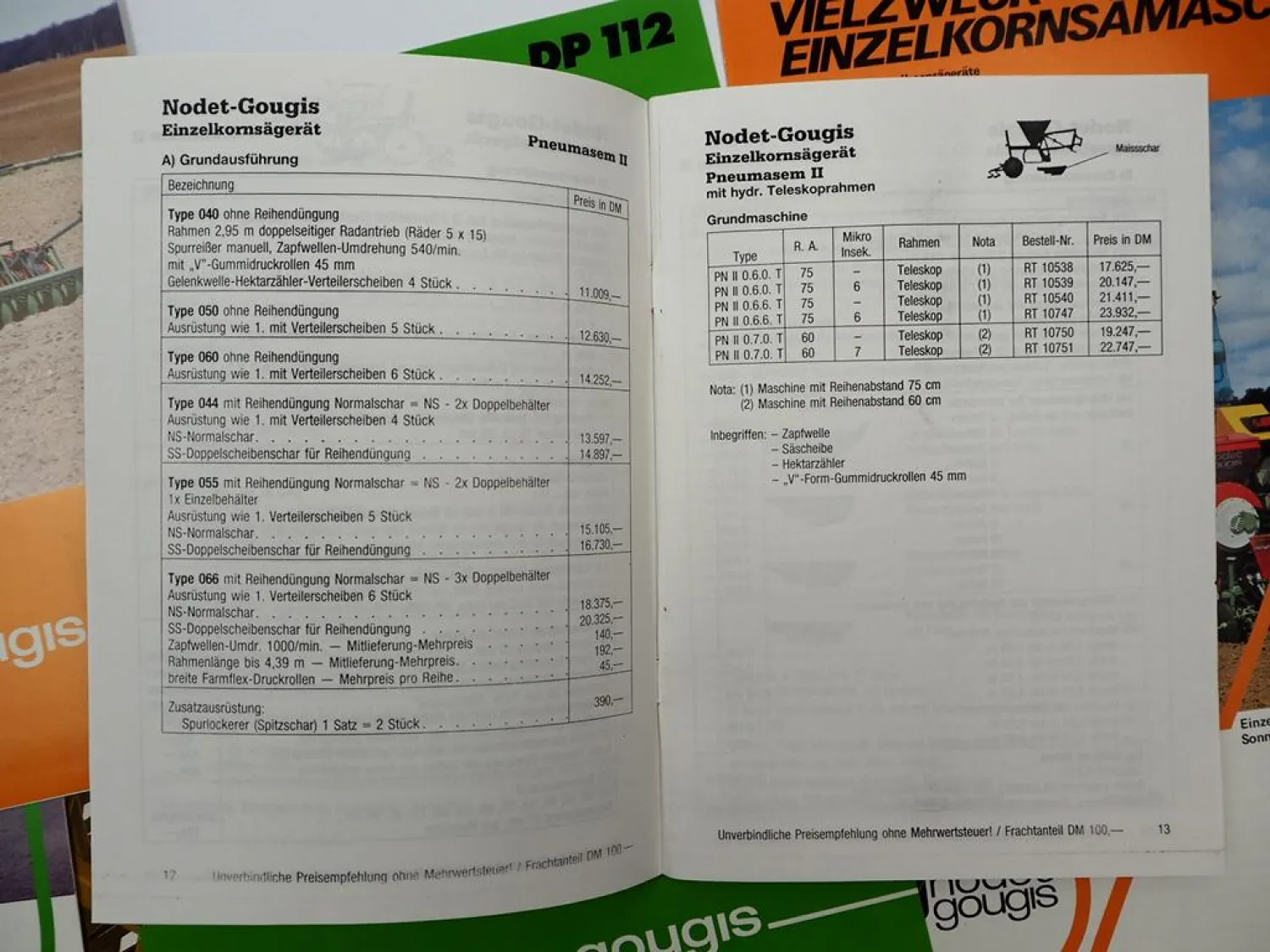 11x Original Prospekt Preisliste Mappe Nodet Gougis Landtechnik 1980/90er Jahre