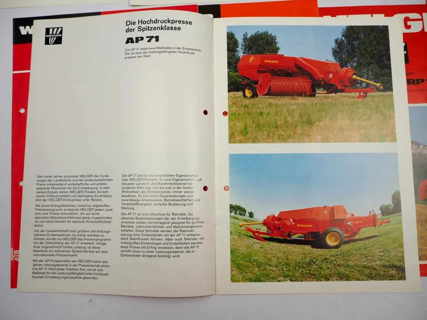 11x Original Prospekt Welger Landtechnik Pressen Kipper Mähwerk 1970/80er Jahre