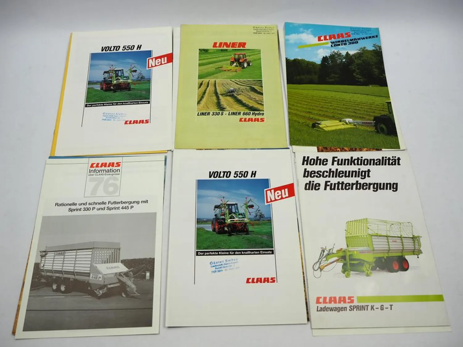 12x Original Prospekt Claas Landtechnik Ladewagen Pressen 1980/90er Jahre