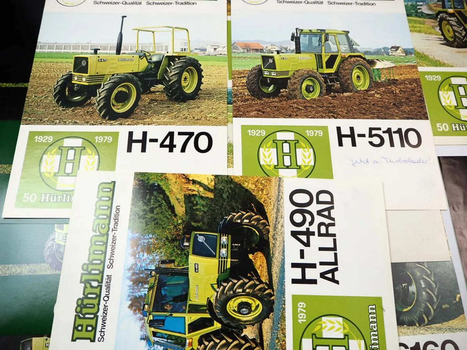 12x Original Prospekt Flyer Preisliste Aufkleber Hürlimann Traktoren ca. 1981