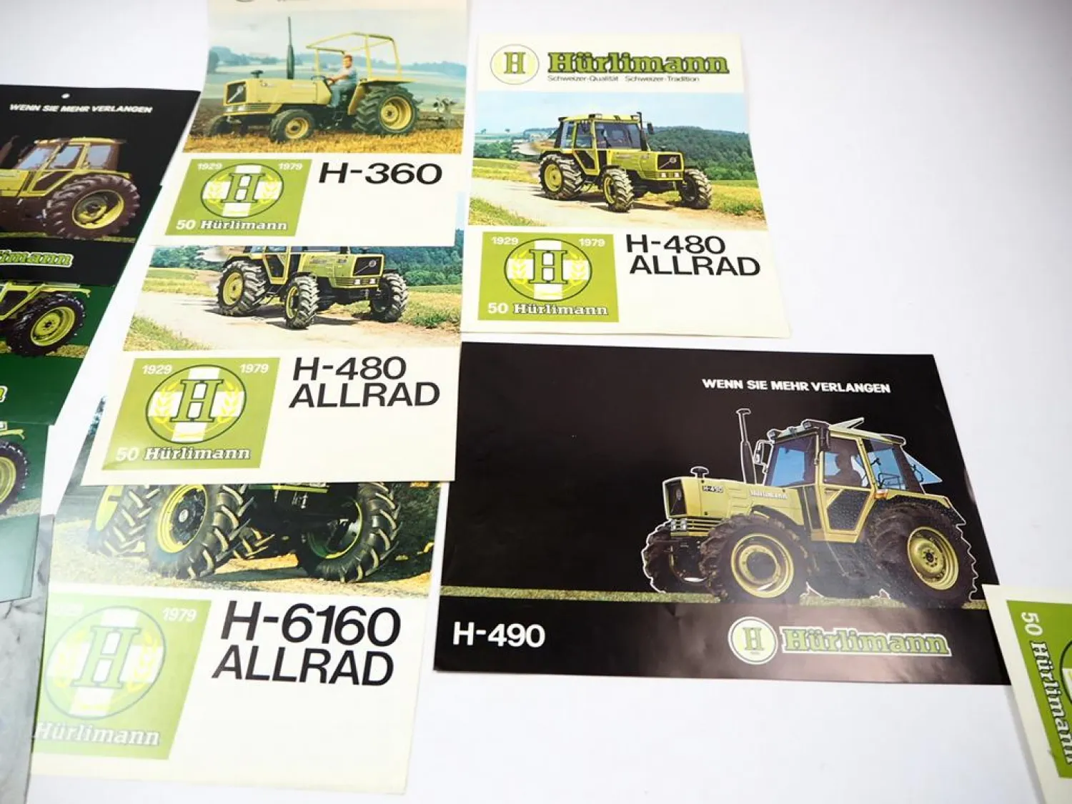 12x Original Prospekt Flyer Preisliste Aufkleber Hürlimann Traktoren ca. 1981