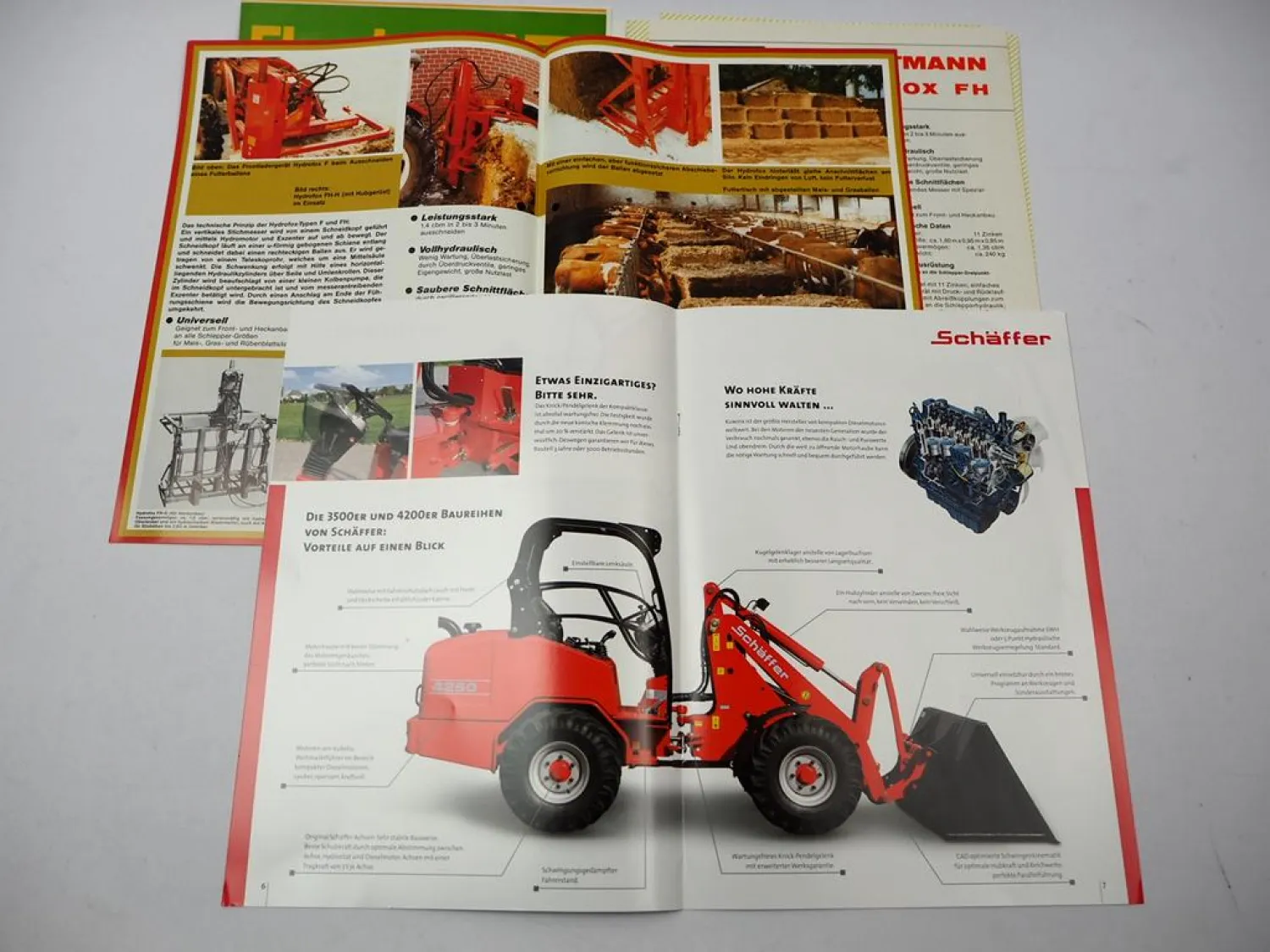 12x Original Prospekt Landtechnik 1970/2010er Jahre Schäffer Fella Eberhardt