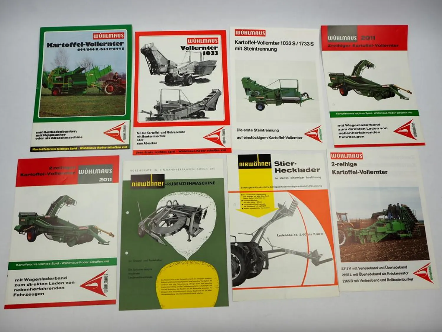 12x Original Prospekt Niewöhner Landtechnik Kartoffelernter Wühlmaus 1970/80er J.