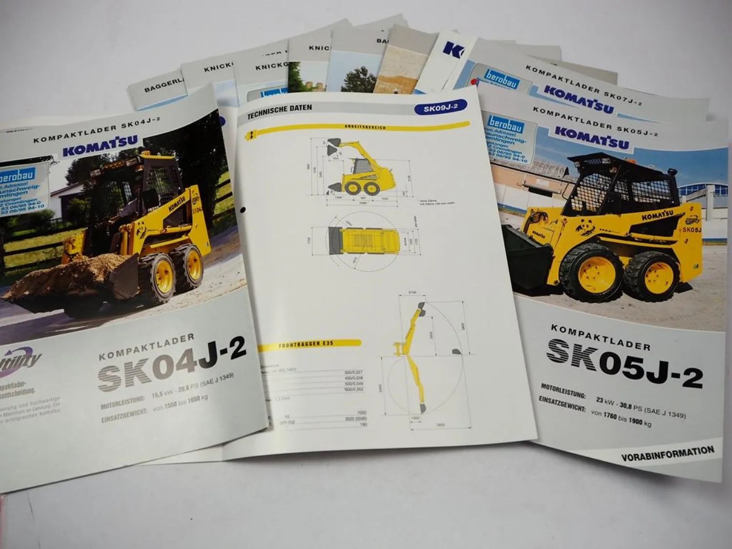 12x Prospekt Komatsu Laderbagger Baggerlader WB Radlader WA Kompaktlader SK 1999