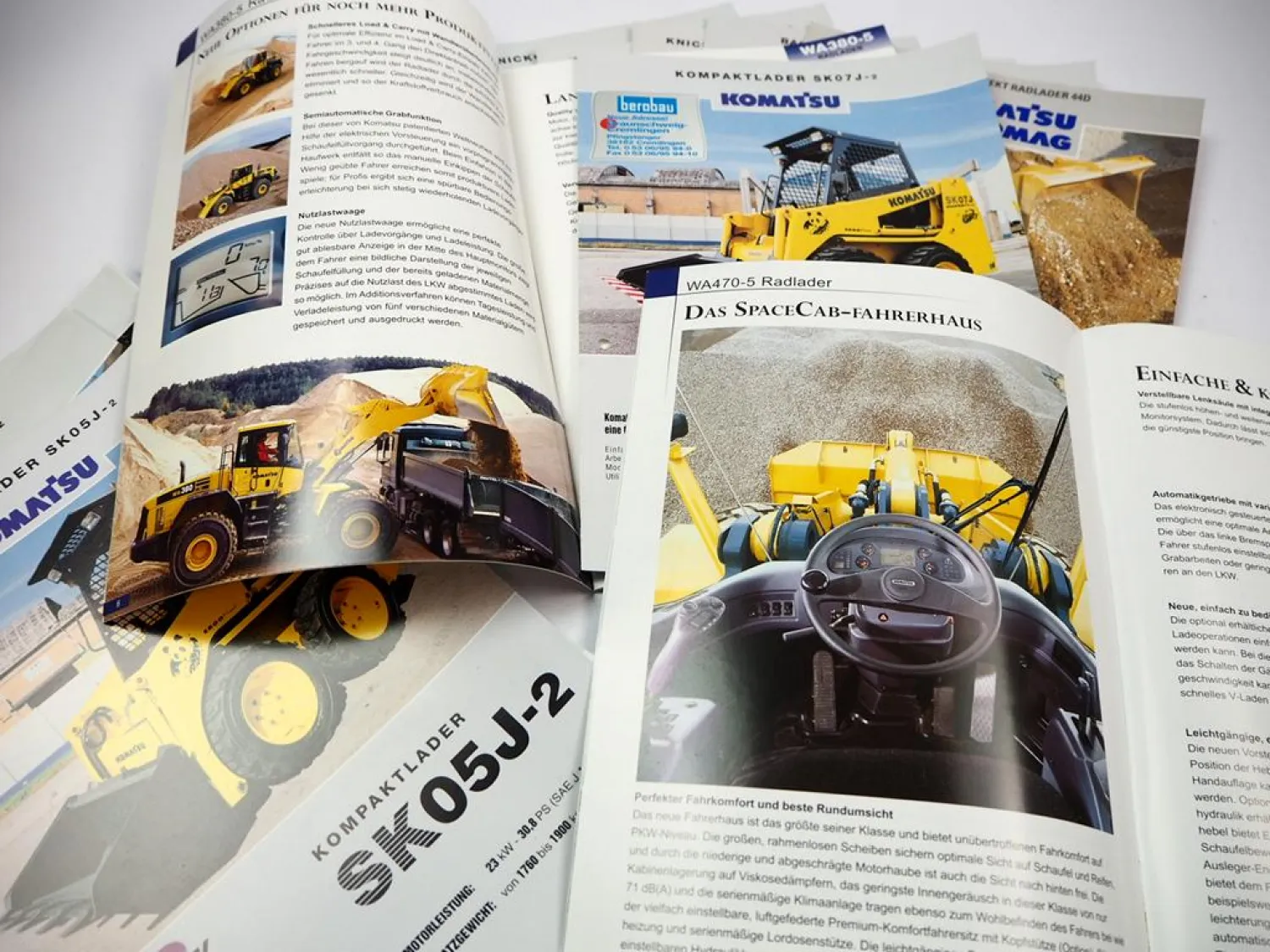 12x Prospekt Komatsu Laderbagger Baggerlader WB Radlader WA Kompaktlader SK 1999