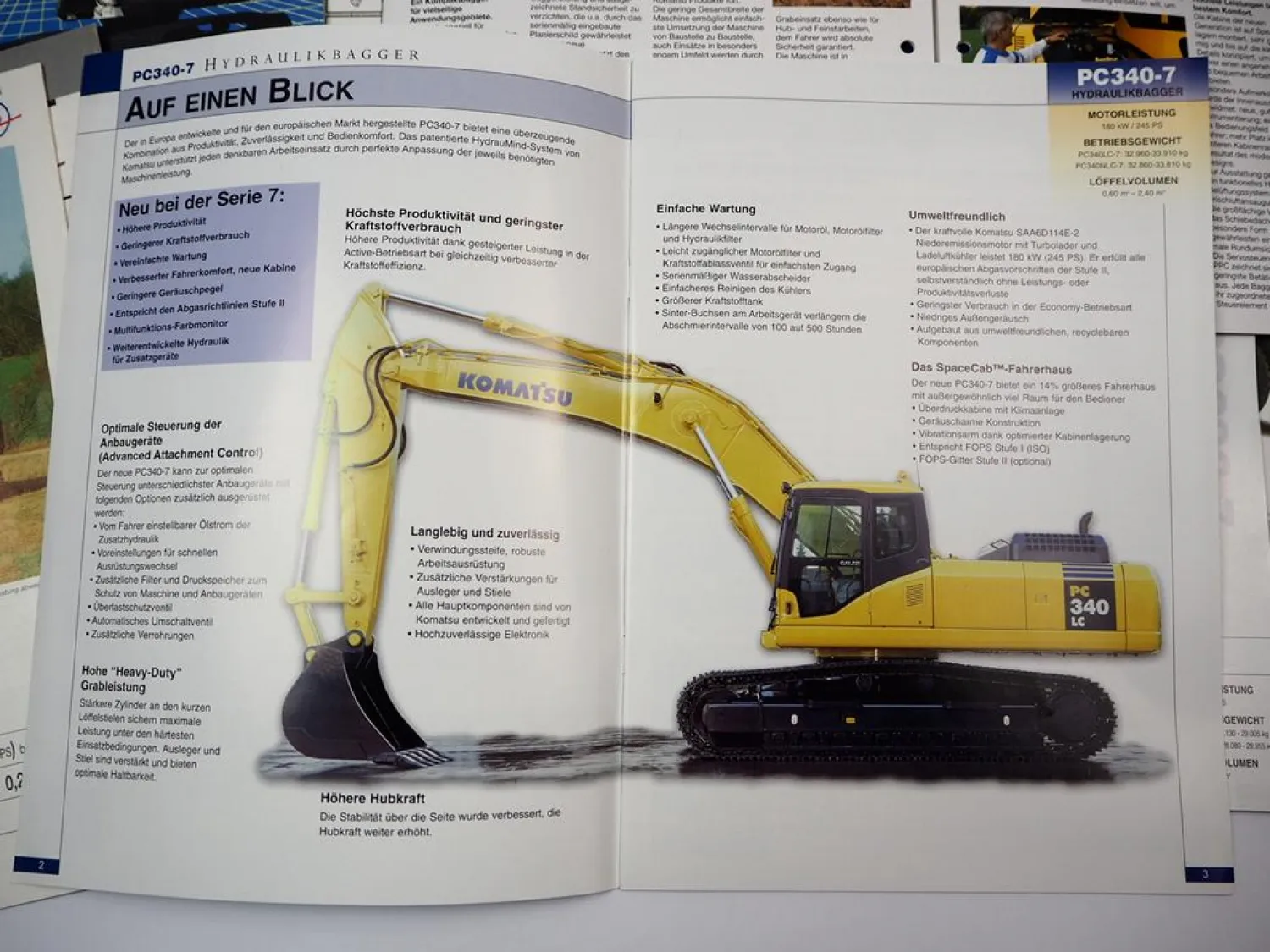 12x Prospekt Komatsu PC PF Bagger WA Radlader 1990/2000er Jahre