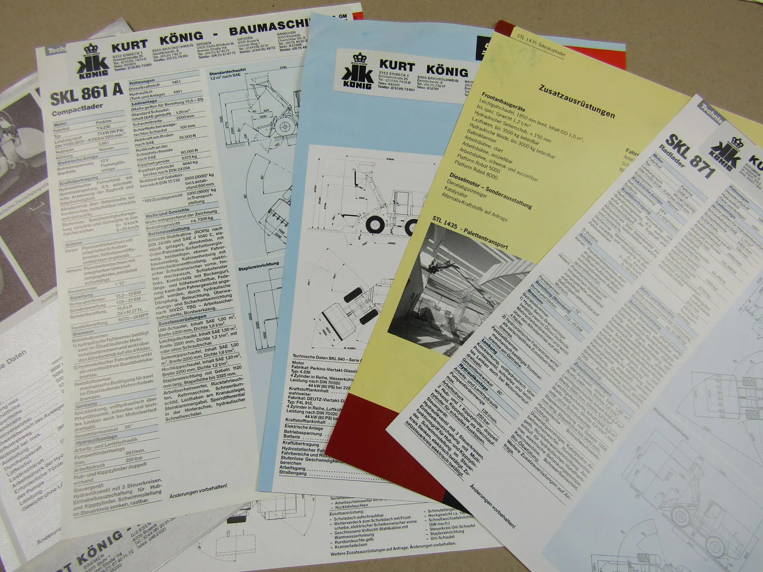 12x Prospekt Schaeff Terex SKL 809S 861A 840A 871 STL 1435 HT12 Lader