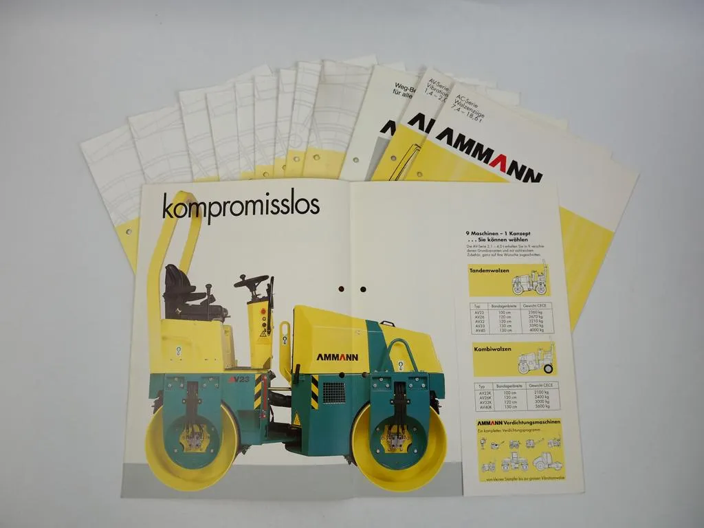 13 Prospekte Ammann Rüttelplatten Stampfer Walzen 1990er Jahre