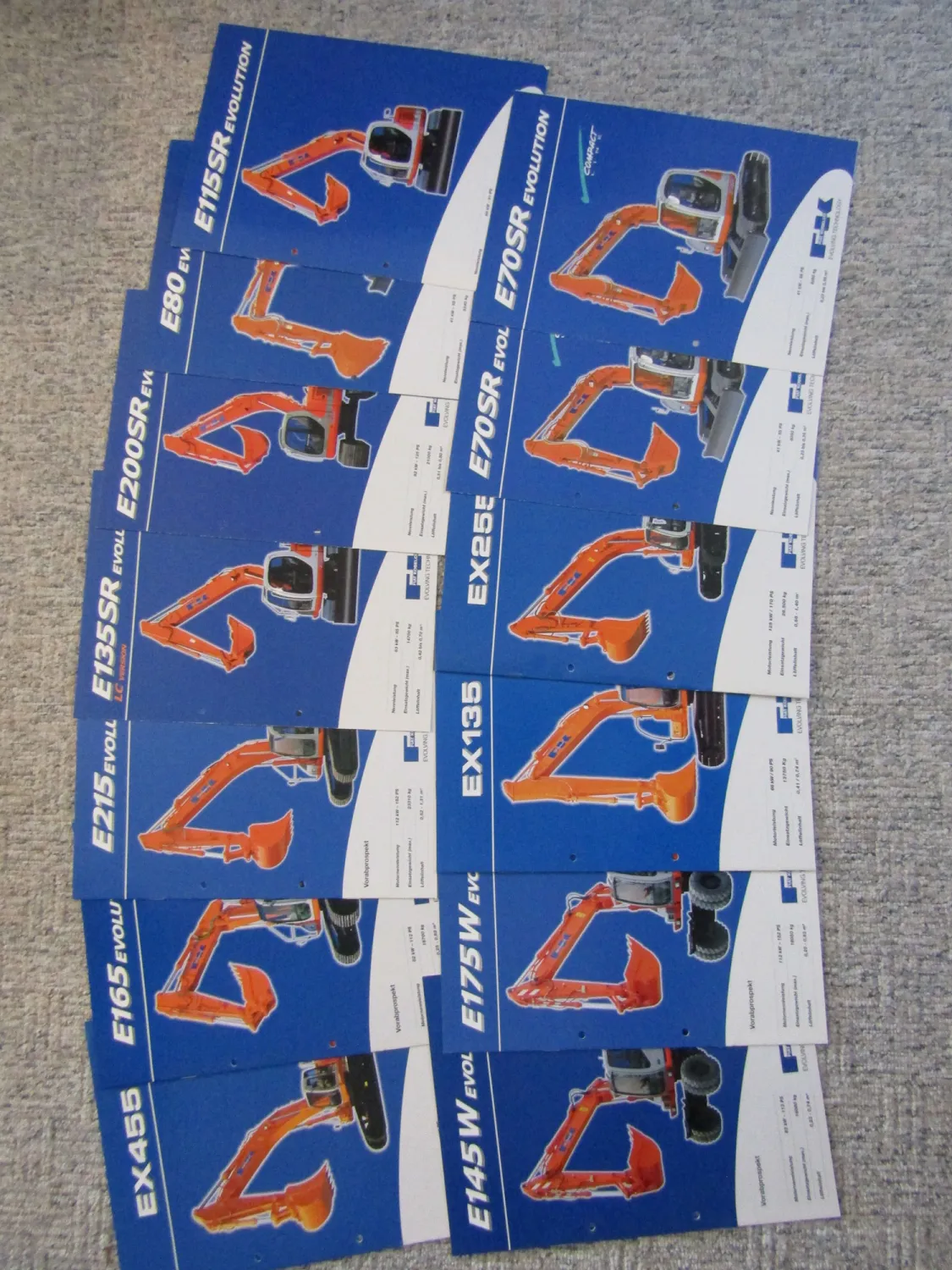 13 Prospekte Fiat Kobelko FK Bagger E 115SR 80 200SR 135SR EX 455 135 2002/2003