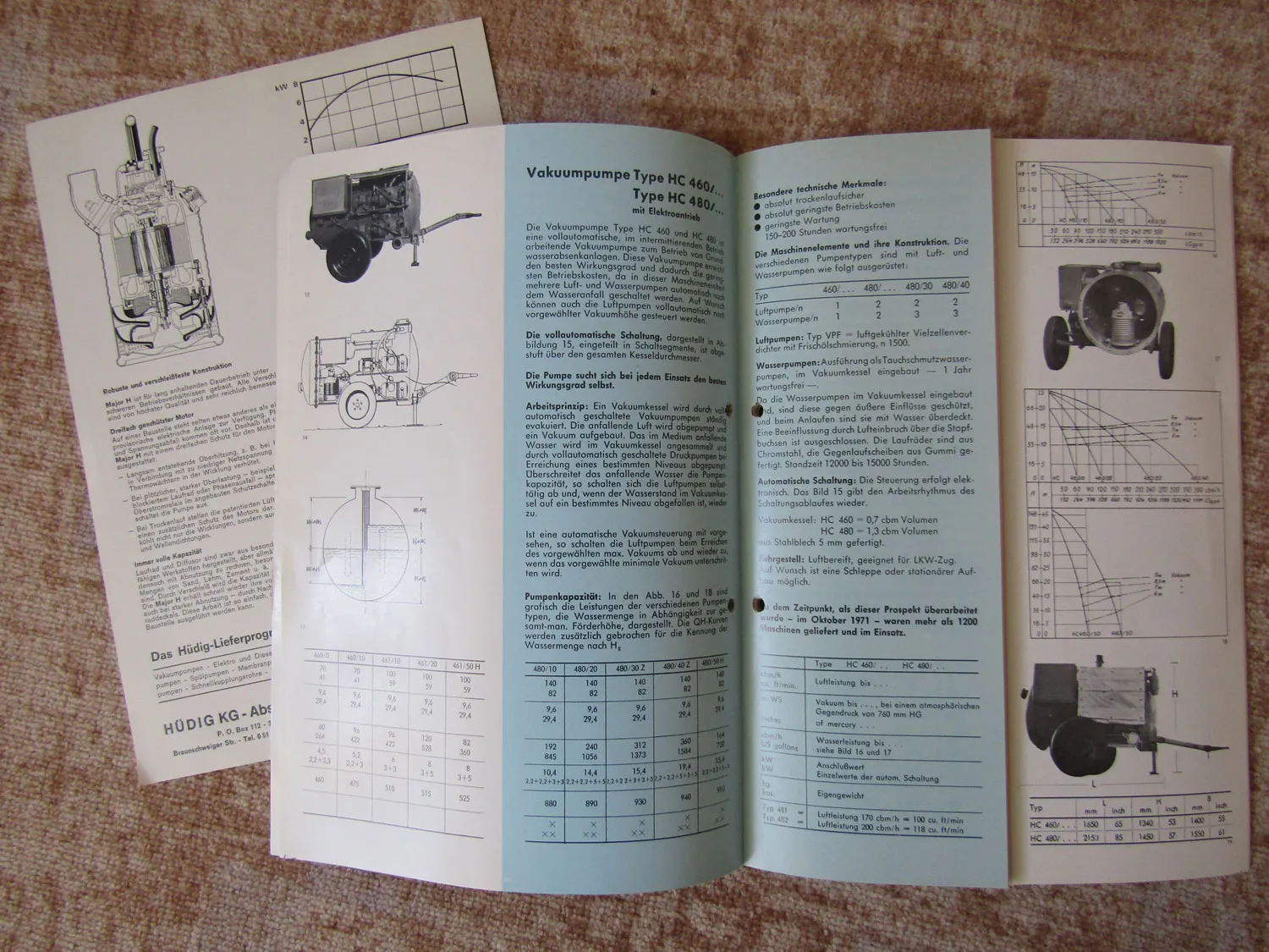 13 Prospekte Hüdig KG Braunschweig Absenkanlagen Pumpen aus den 70er Jahren
