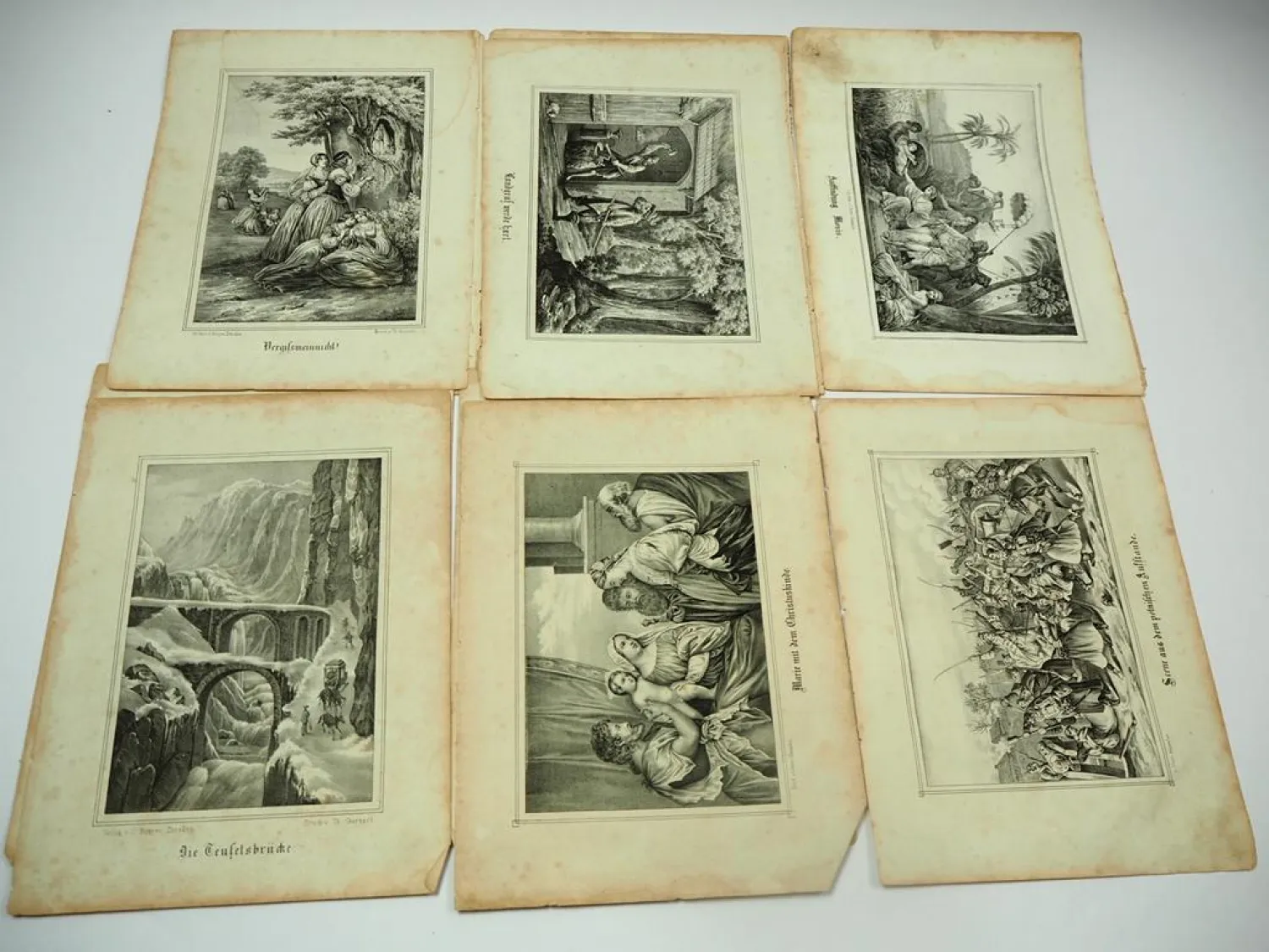 13x Lithographie verschiedene Motive ca. 1860