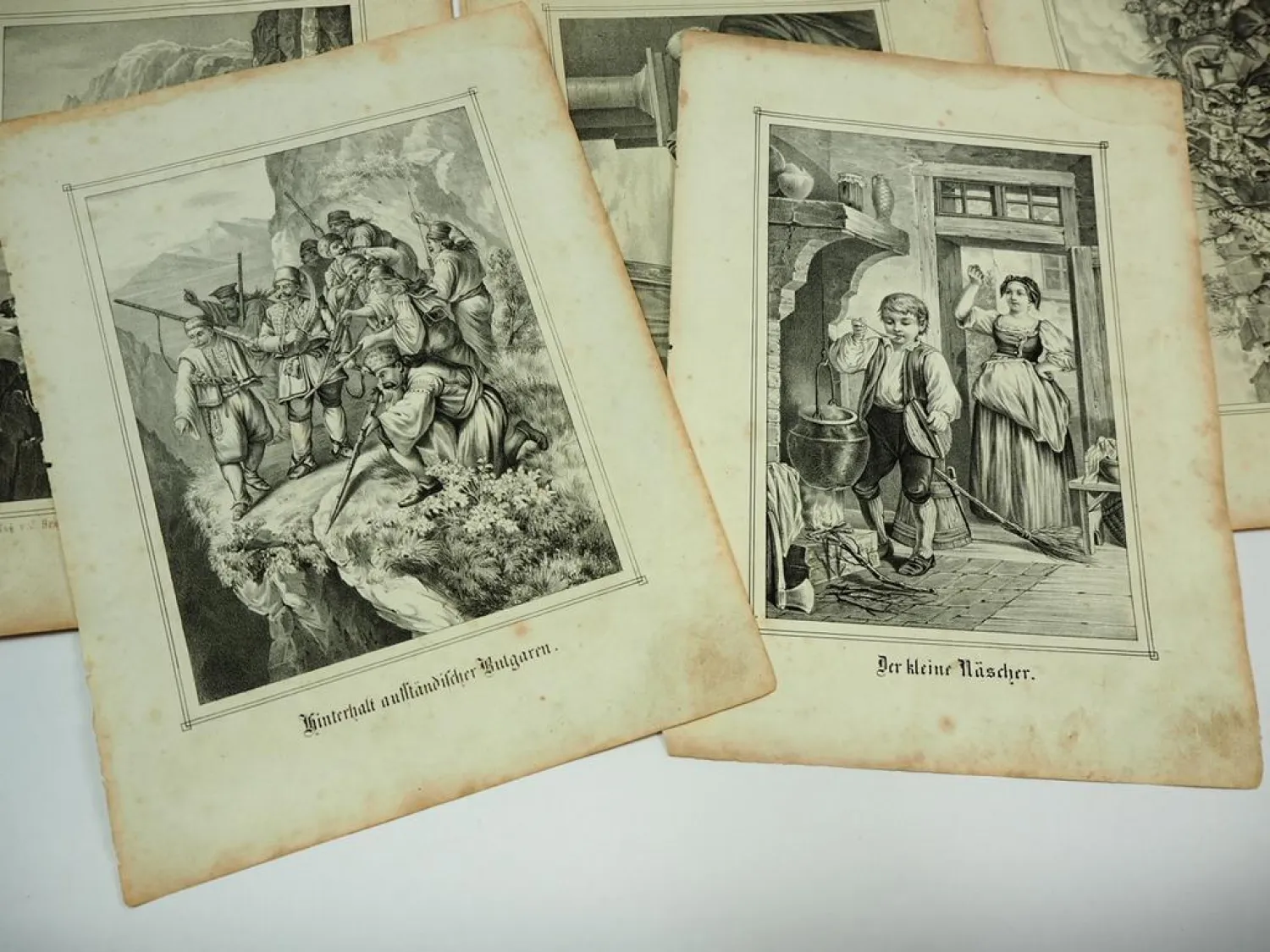 13x Lithographie verschiedene Motive ca. 1860