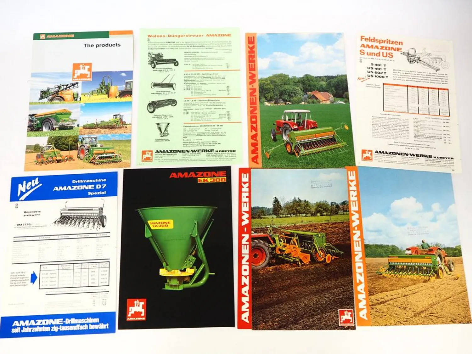 13x Original Prospekt Amazone Landtechnik Produktprogramm 1970er bis 2000er J.