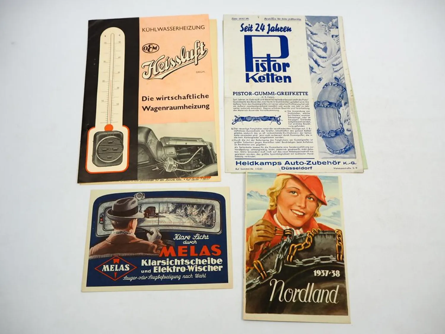 13x Original Prospekt Autozubehör 1930er Jahre Elektrik Heizung Ketten