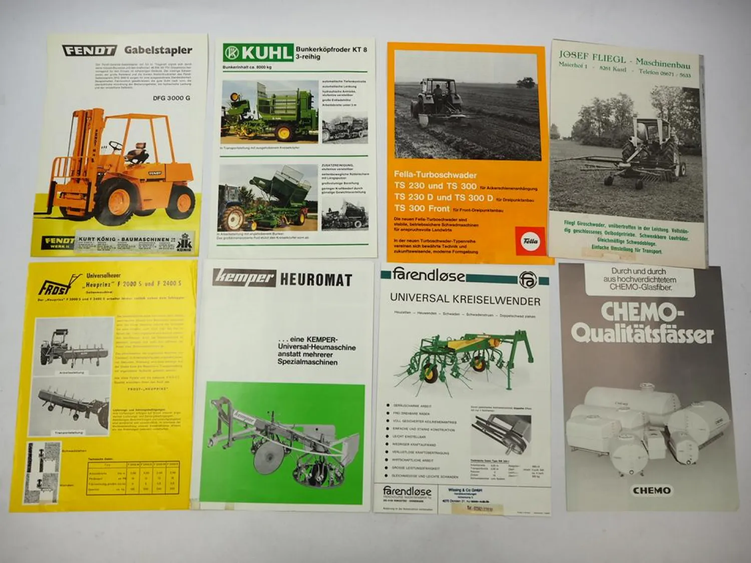 13x Original Prospekt Landtechnik 1970/80er Jahre BSL Strautmann Fella Kemper