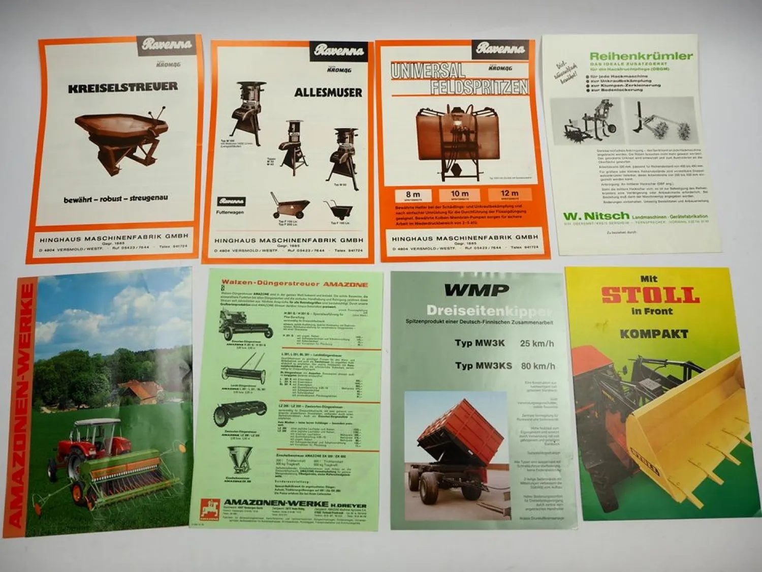13x Original Prospekt Landtechnik 1970/80er Jahre Hürlimann Stoll Amazone