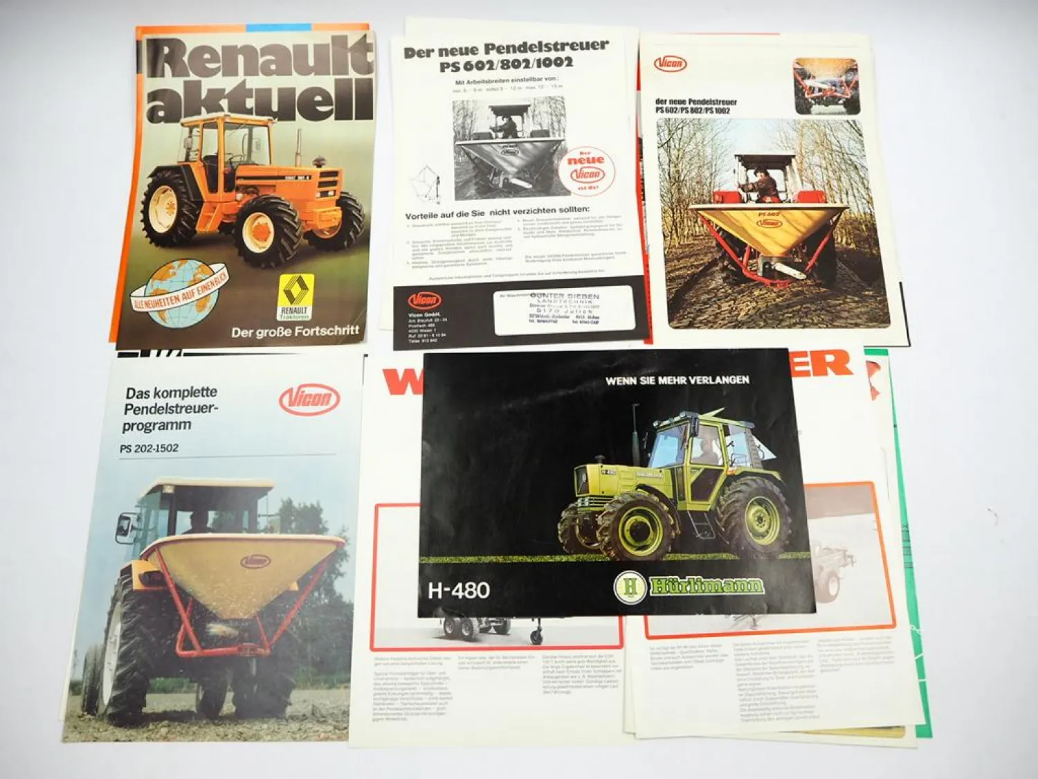 13x Original Prospekt Landtechnik 1970/80er Jahre Hürlimann Welger Vicon