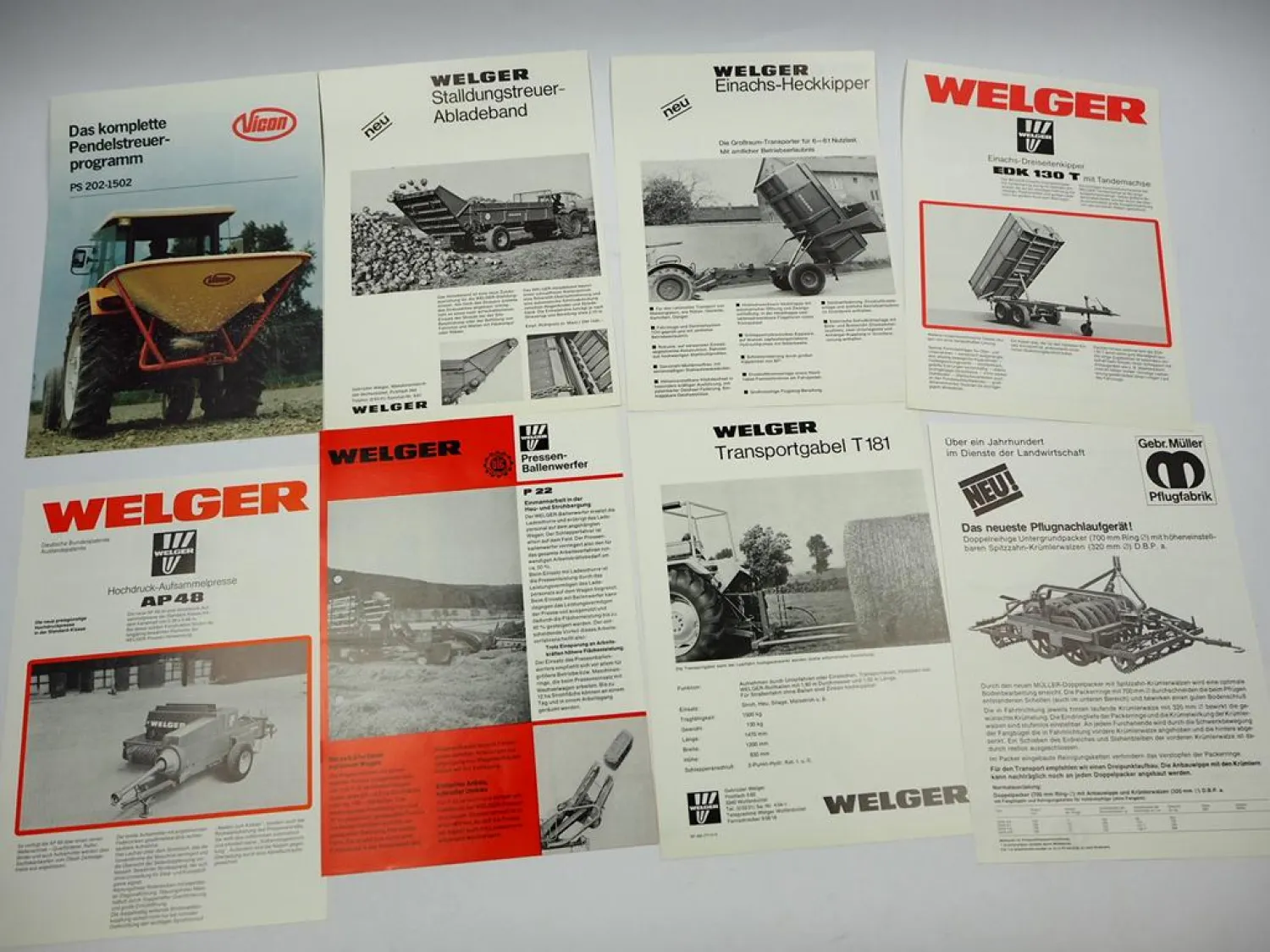 13x Original Prospekt Landtechnik 1970/80er Jahre Renault Welger Gebr. Müller