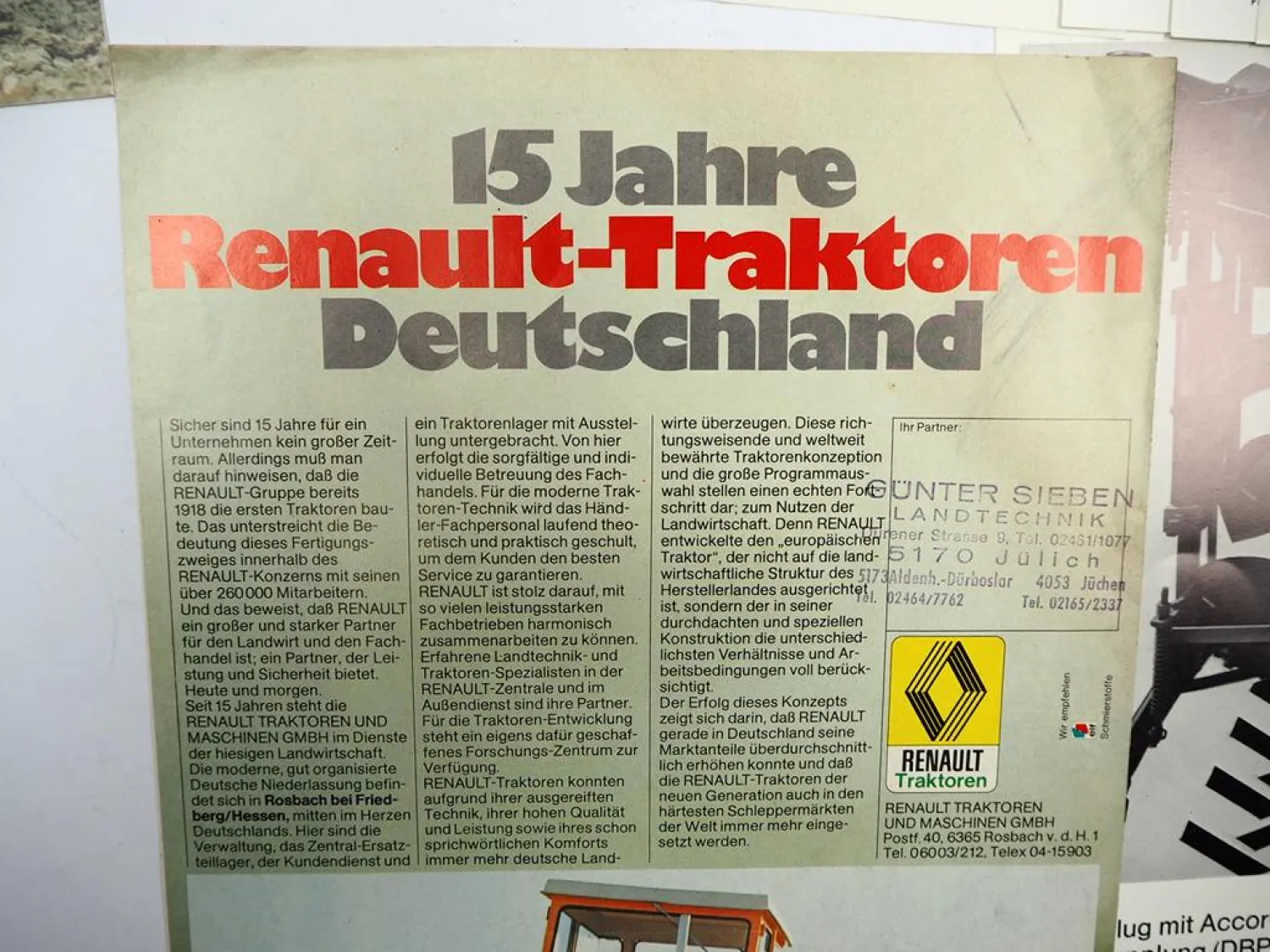 13x Original Prospekt Landtechnik 1970/80er Jahre Renault Welger Gebr. Müller
