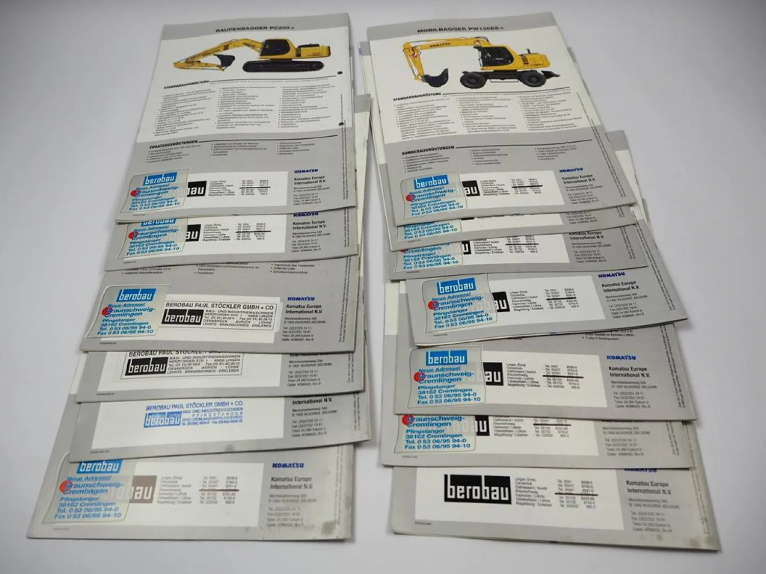 13x Prospekt Komatsu PW PC Mobilbagger Raupenbagger 1990/2000er Jahre
