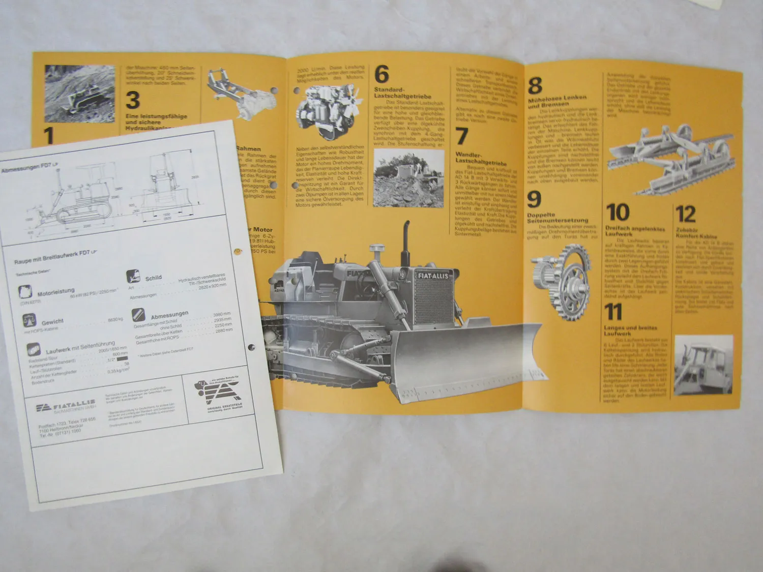 14 Prospekte Fiat Allis AD14B FD7 LP FD14 10-C 14B 8-B Raupe 70/80er Jahre
