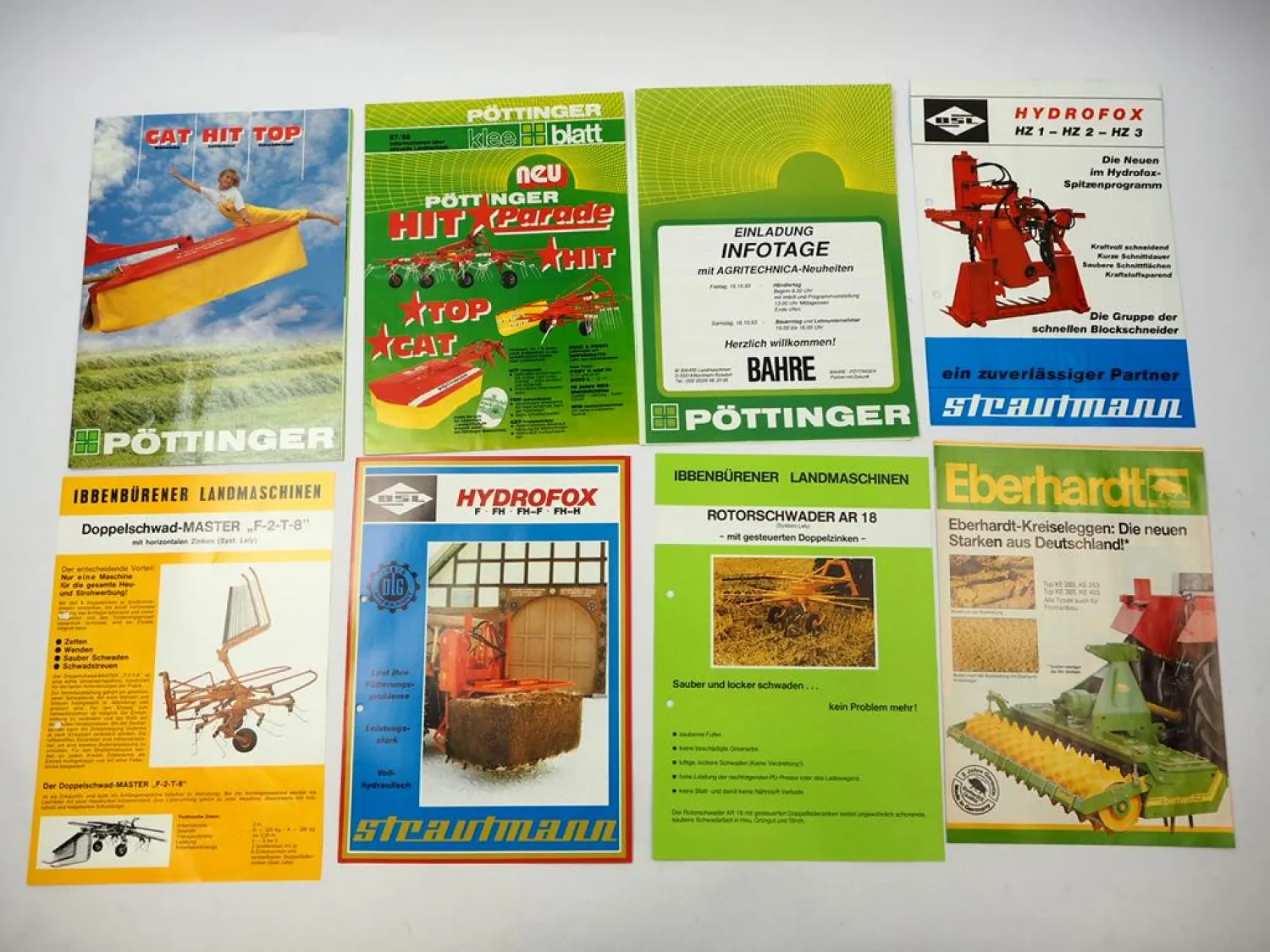 14x Original Prospekt Landtechnik 1970/80er Jahre Pöttinger Kuhl Eberhardt