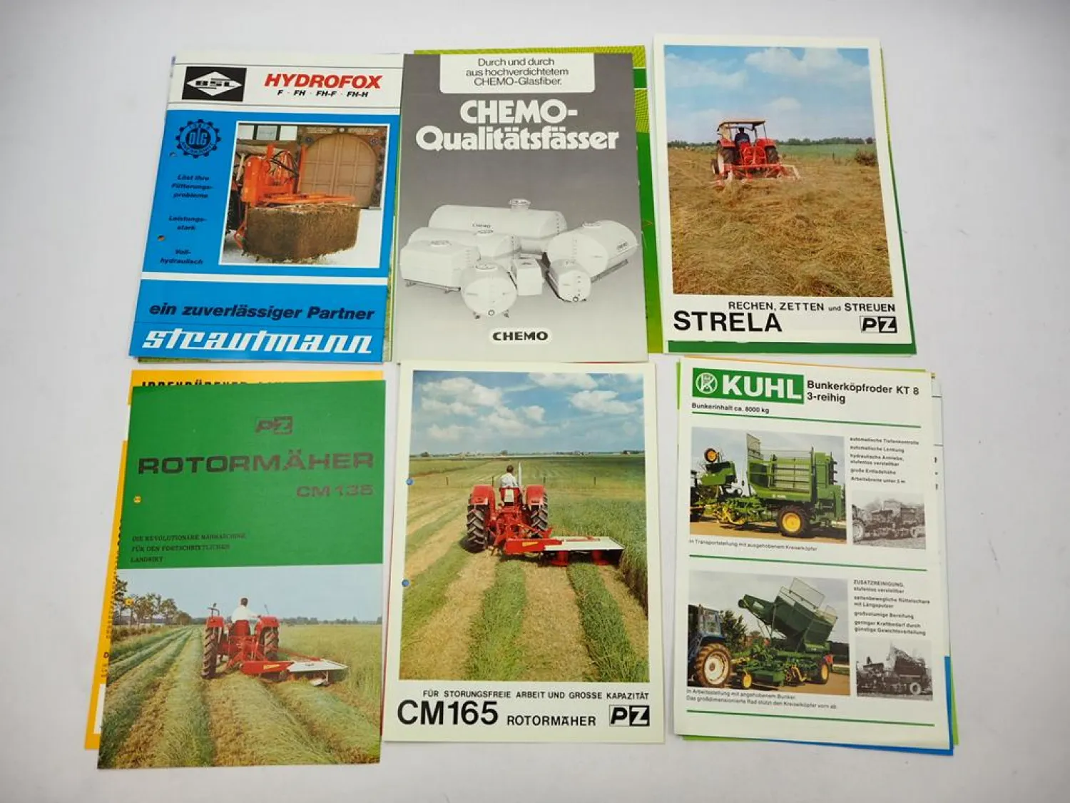 14x Original Prospekt Landtechnik 1970/80er Jahre Pöttinger Kuhl Eberhardt
