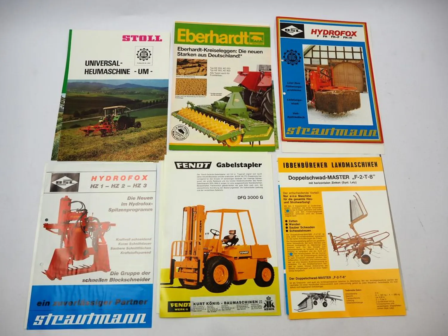 14x Original Prospekt Landtechnik 1970/80er Jahre PZ Zweegers Stoll Strautmann