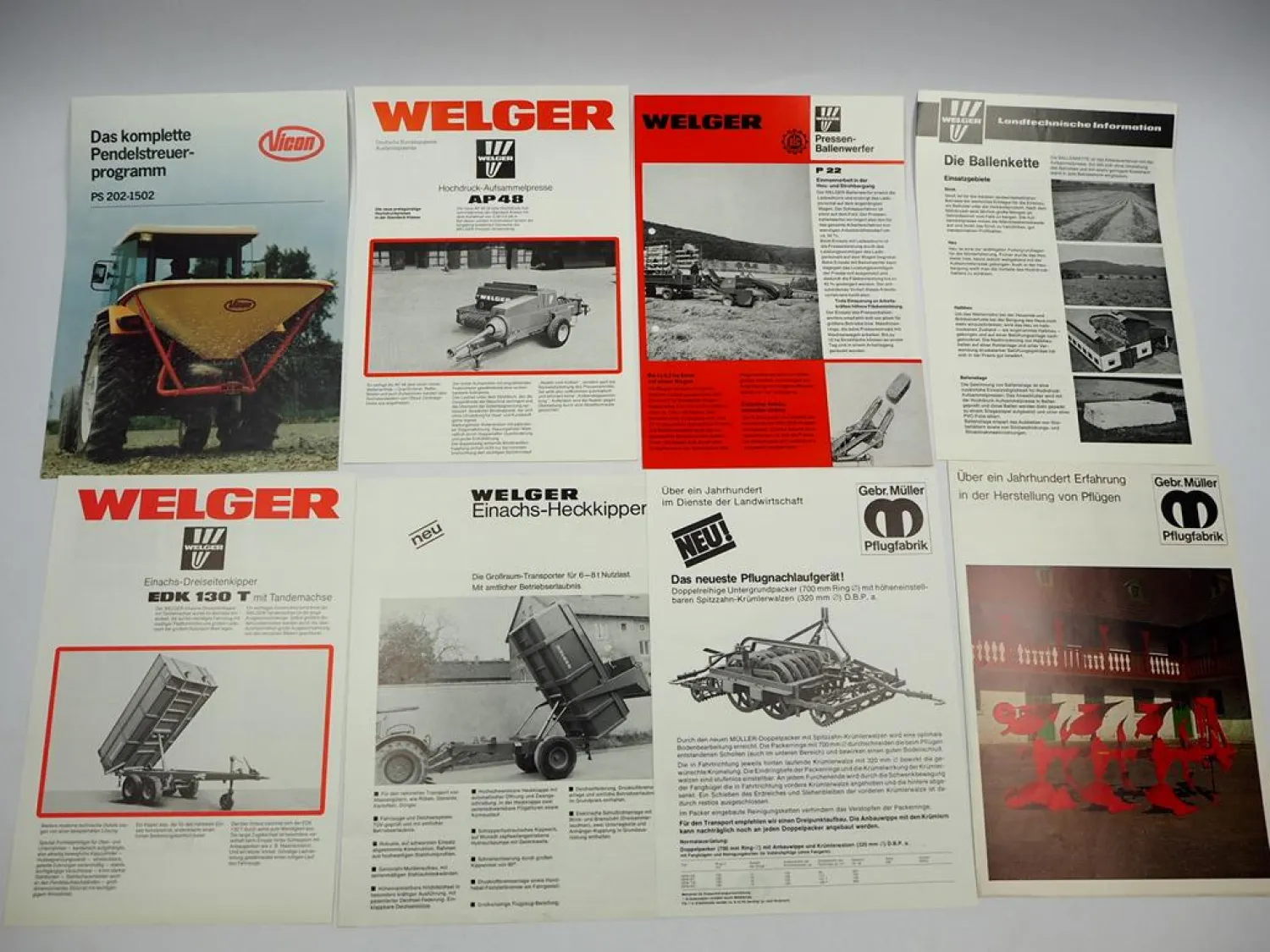 14x Original Prospekt Landtechnik 1970/80er Jahre Renault Welger Gebr. Müller
