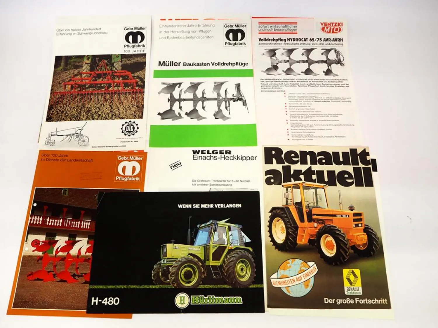 14x Original Prospekt Landtechnik 1970/80er Jahre Renault Welger Gebr. Müller