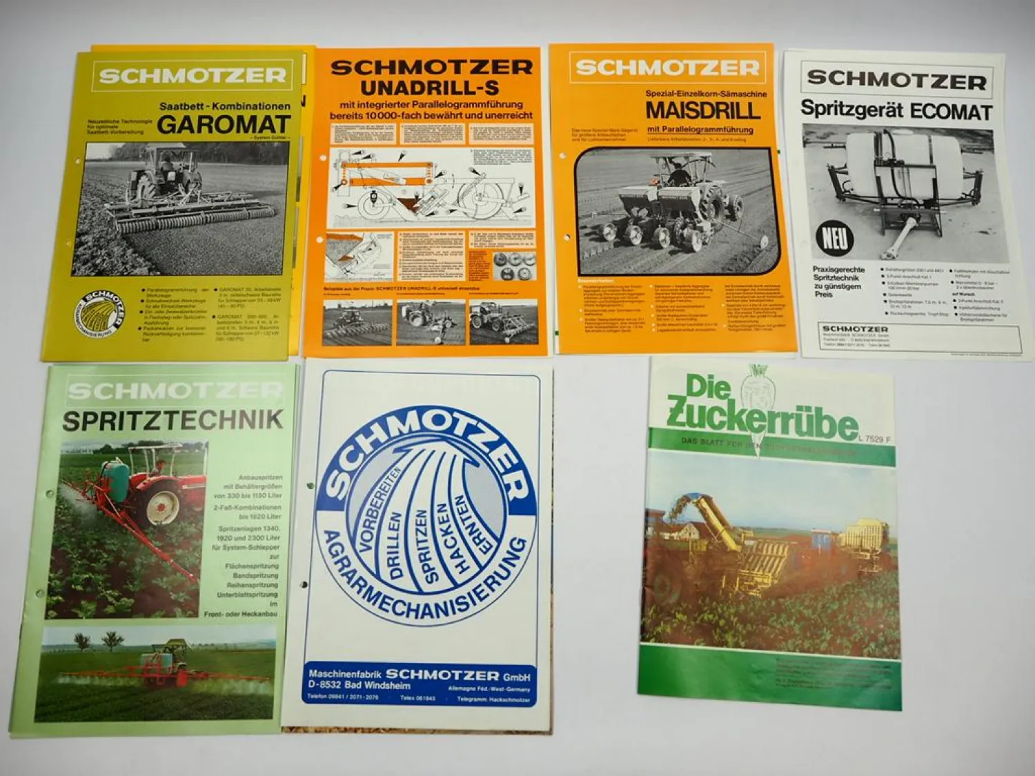 14x Original Prospekt Mappe Schmotzer Landtechnik Zuckerrübenernte 1970er Jahre