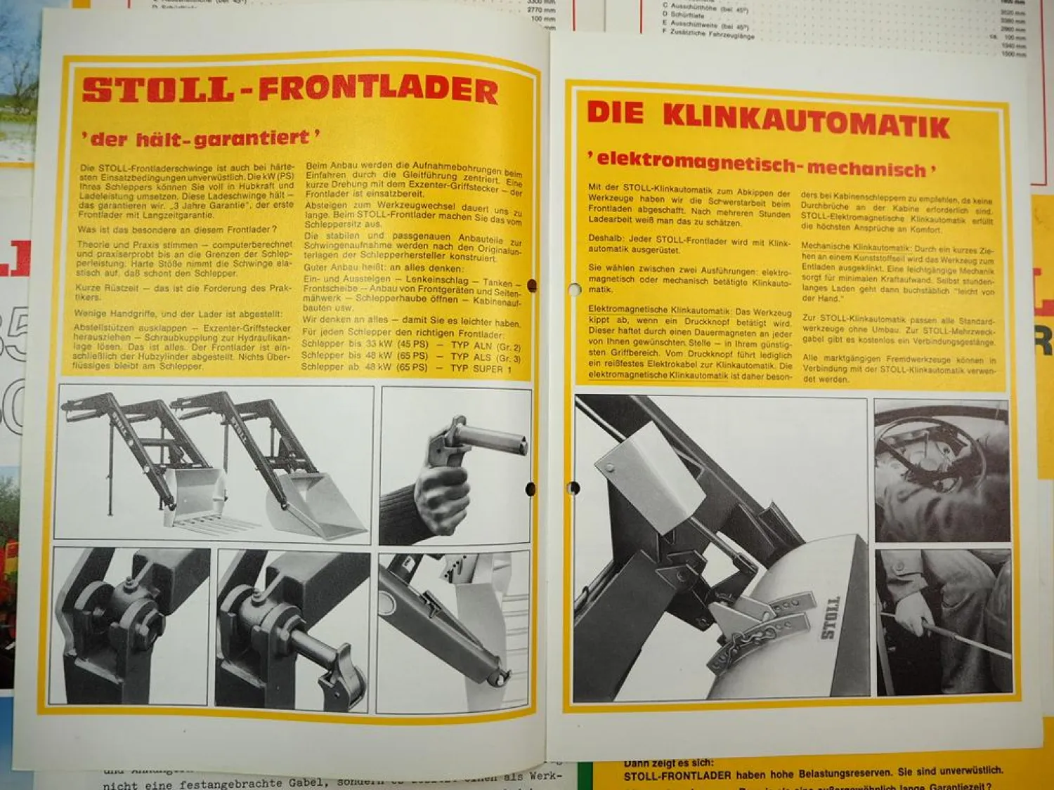 14x Original Prospekt Stoll Baas Frost Frontlader für Schlepper 1970er Jahre