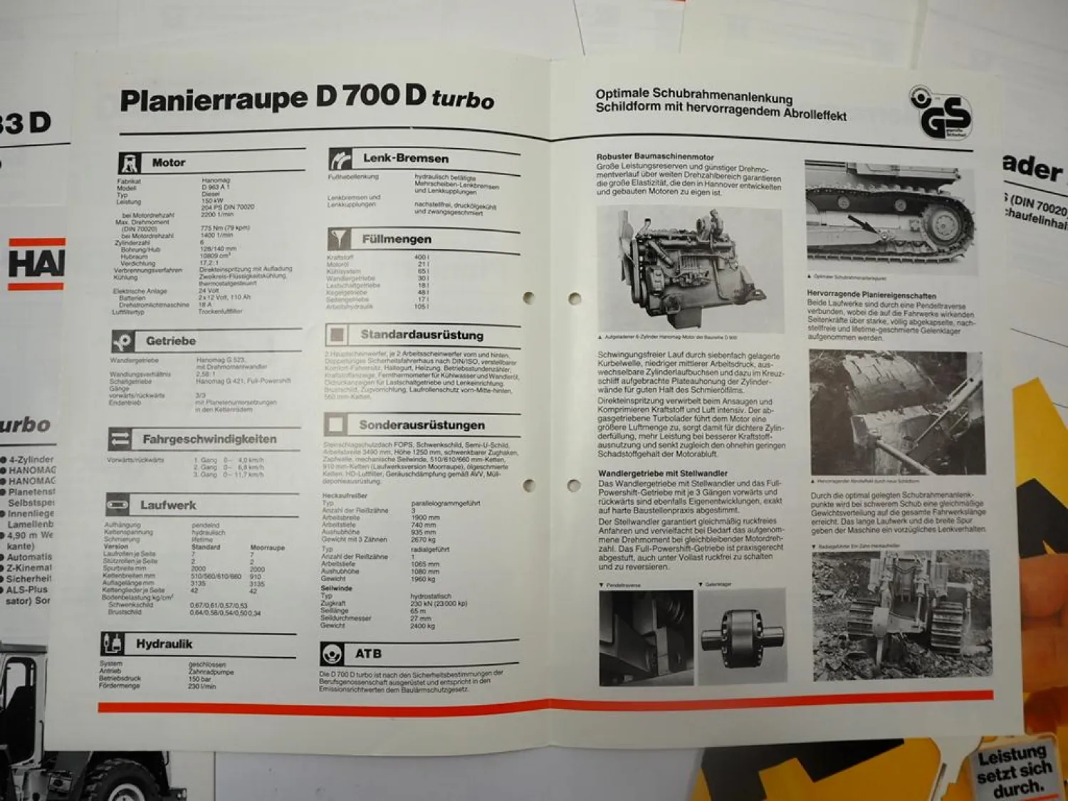 14x Prospekt Hanomag Radlader Compaktor Planierraupe 1980/90er Jahre