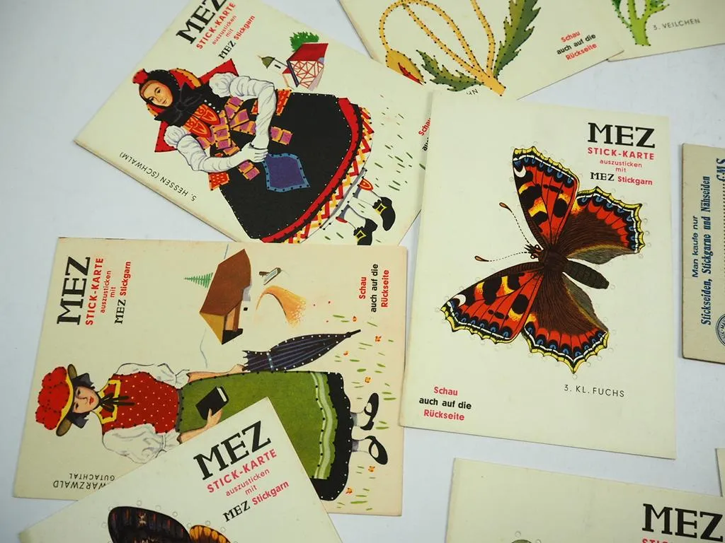 15 alte Stickkarten Carl Mez AG Freiburg i. B. - Wien