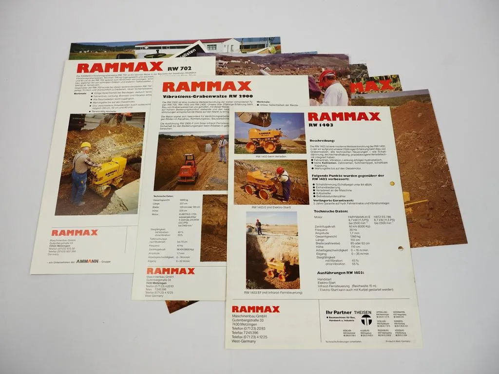 15 Prospekte Rammax Walzen RW Modelle 80/90er Jahre
