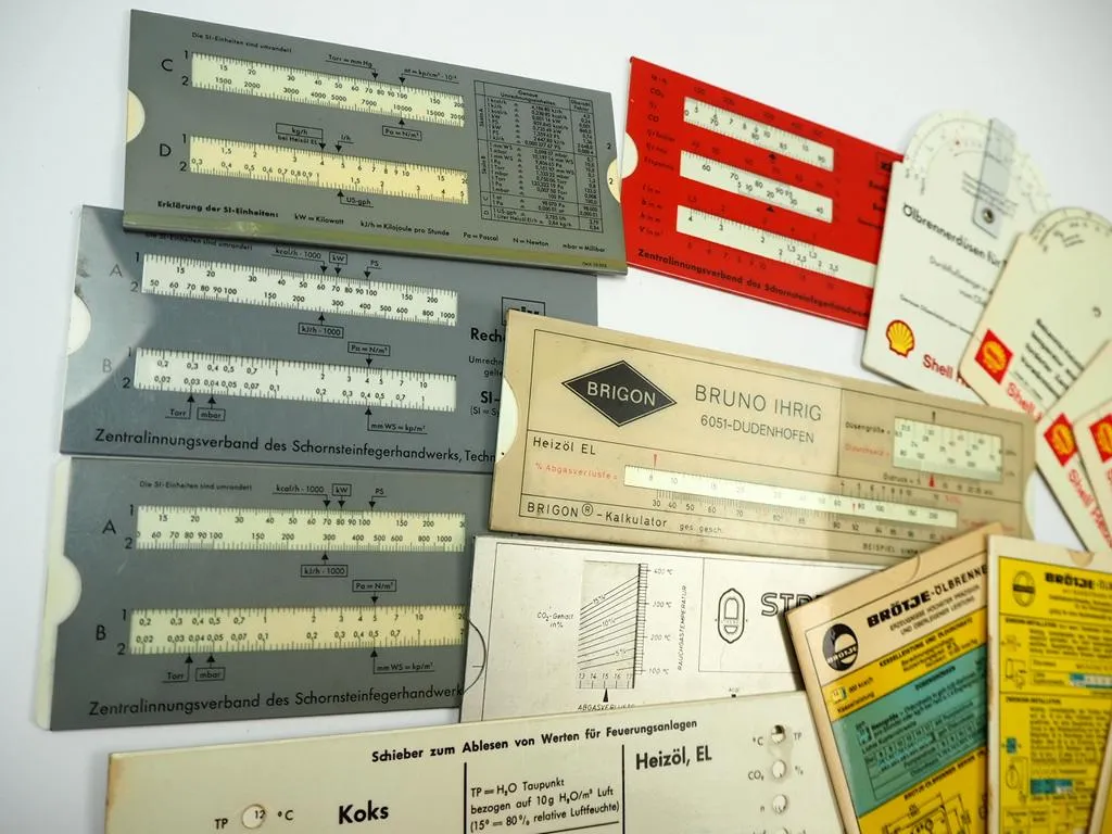 15 Rechenschieber Ölfeuerung Schornsteinfeger Shell ziv Brötje Brigon Strebel Erler