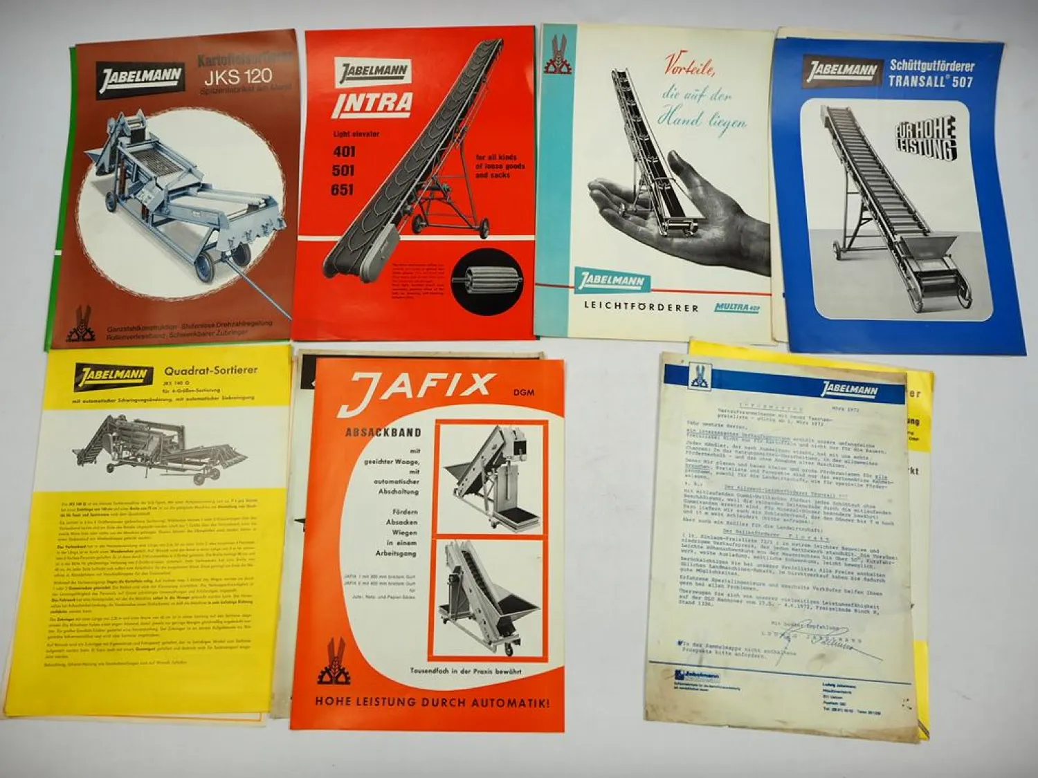 15x Original Prospekt Anschreiben Jabelmann Landtechnik Förderanlagen 1972