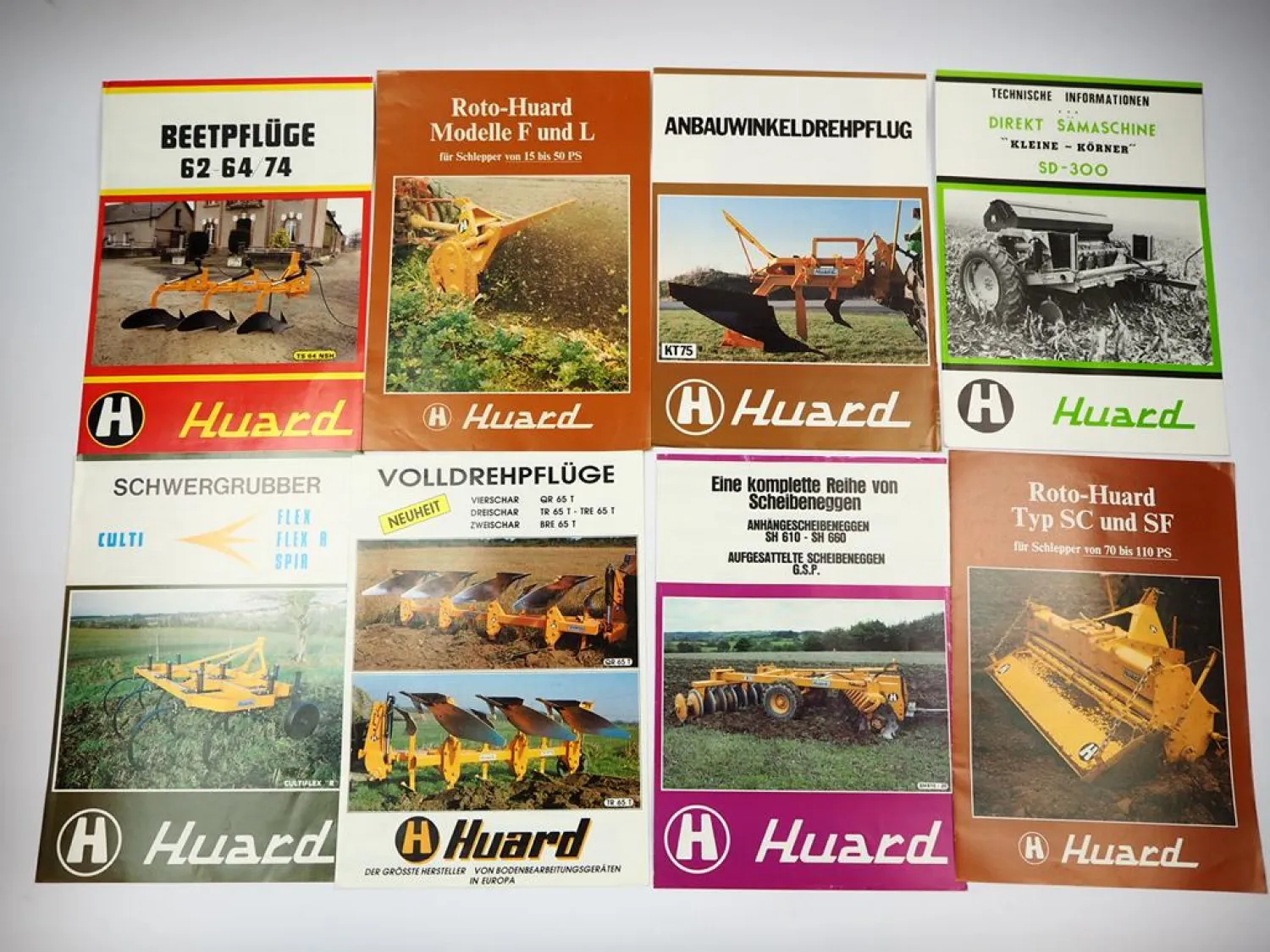 15x Original Prospekt Huard Anbaugeräte für die Landwirtschaft 1978/82