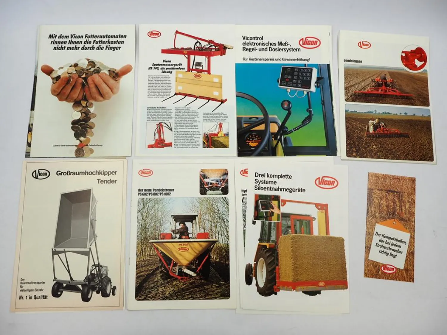 15x Original Prospekt Vicon Landtechnik 1970/80er Jahre