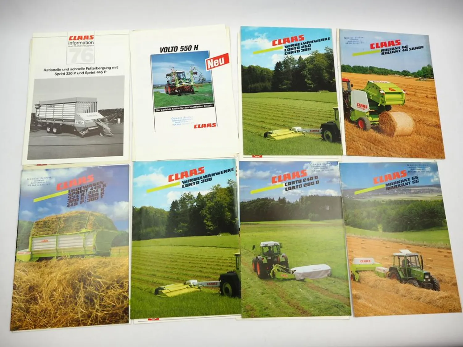 16x Original Prospekt Claas Landtechnik Mähdrescher Pressen 1970/90er Jahre