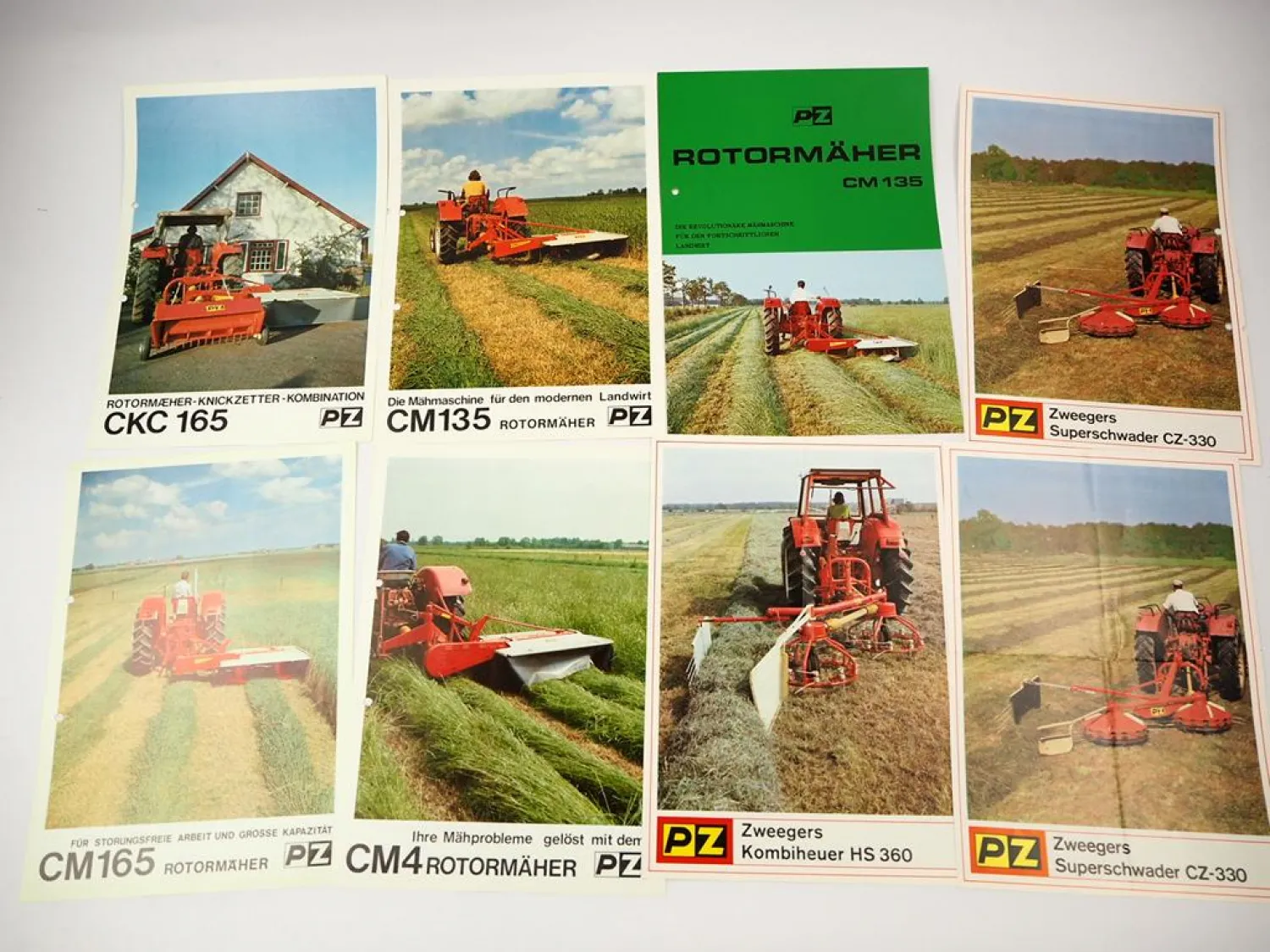 16x Original Prospekt PZ Zweegers Landtechnik Mäher Heuer Zetter 1970er Jahre