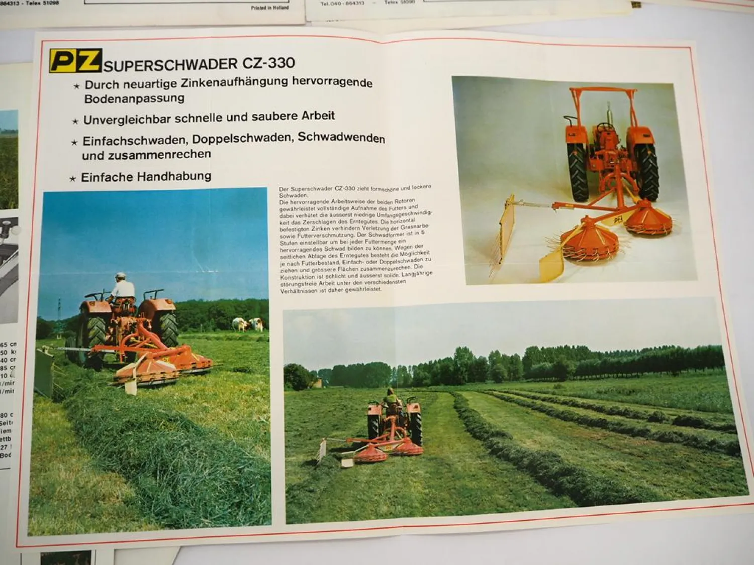 16x Original Prospekt PZ Zweegers Landtechnik Mäher Heuer Zetter 1970er Jahre