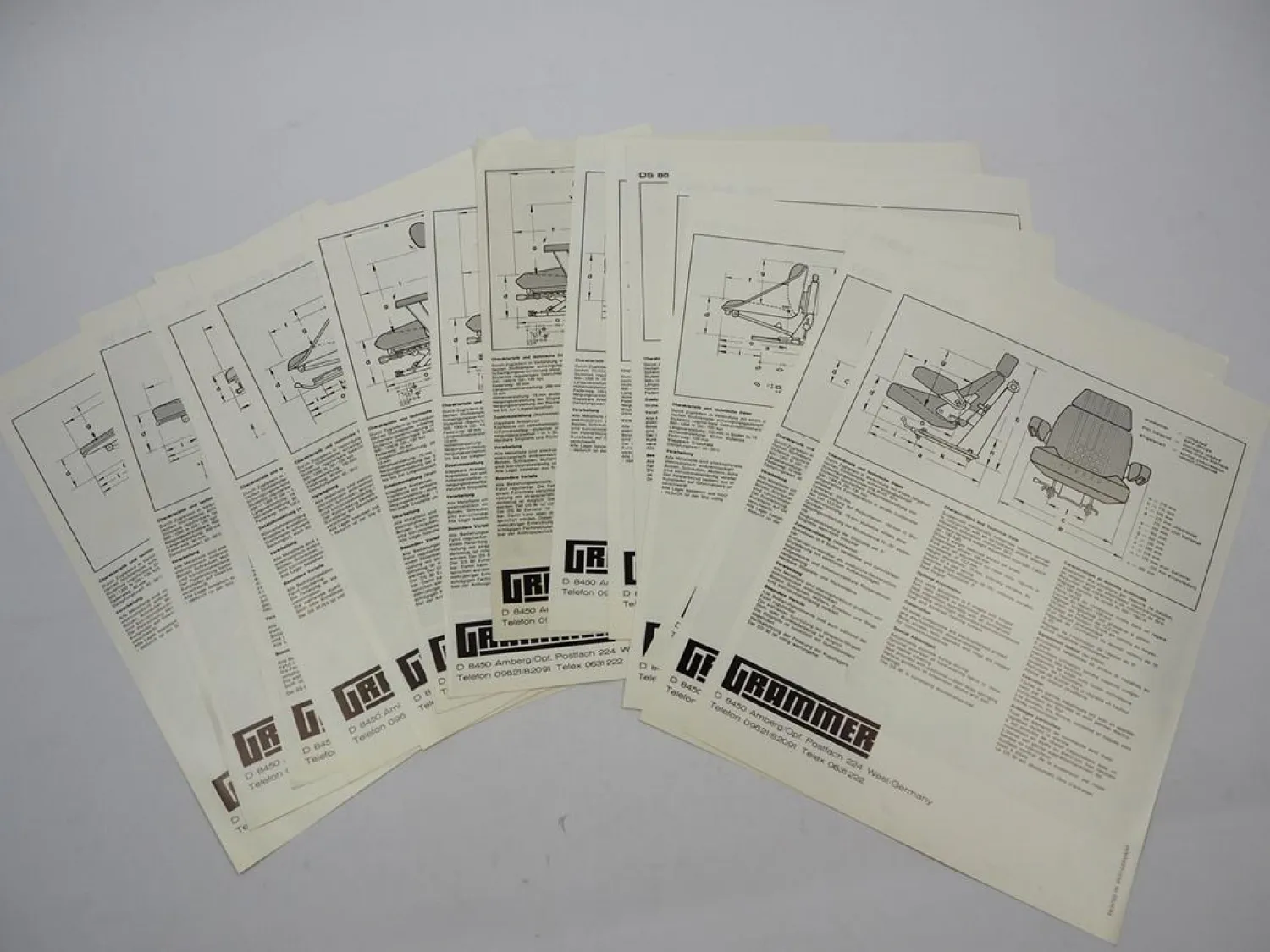 17x Original Prospekt Grammer Sitze für LKW Omnibus Stapler Traktor 1980/90er J.