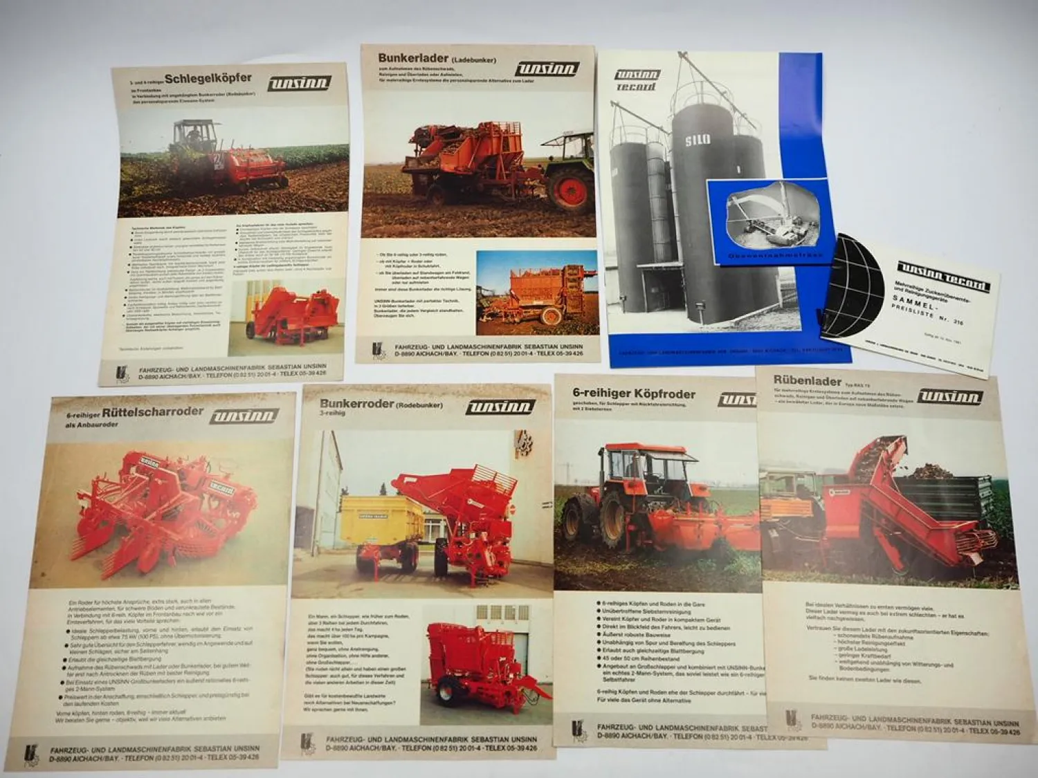 17x Original Prospekt in Mappe Unsinn Record Ackerwagen Kipper Roder 1970/80er J.