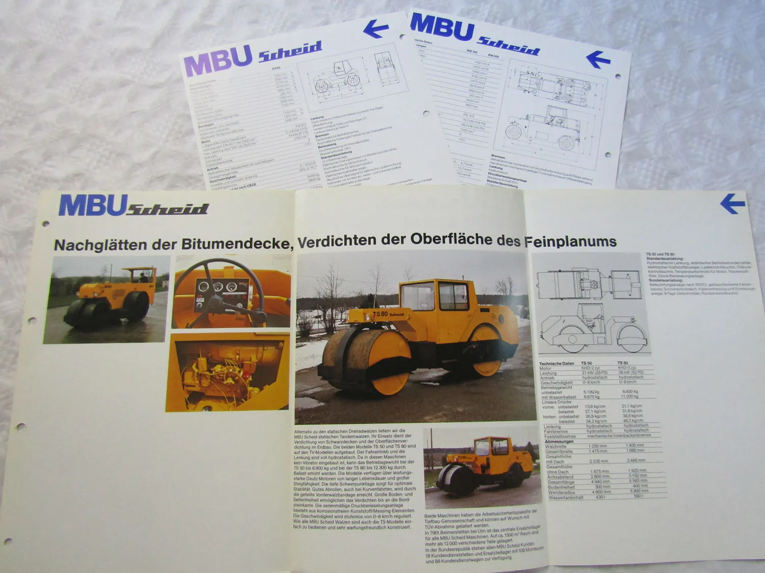 18 Prospekte MBU PV50 DV25 DV30 HVH7 DV80S PV45 PV35 DV65 Walzenzüge