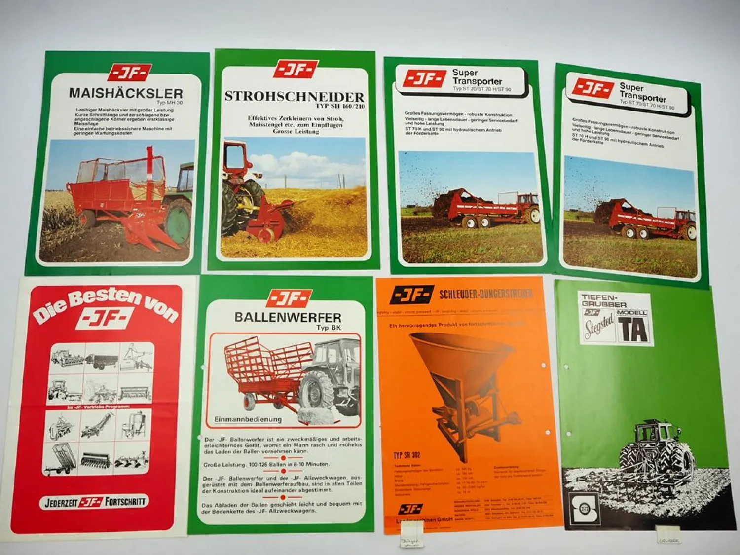 18x Original Prospekt JF Stegsted Landtechnik Häcksler Transporter 1970/80er J.