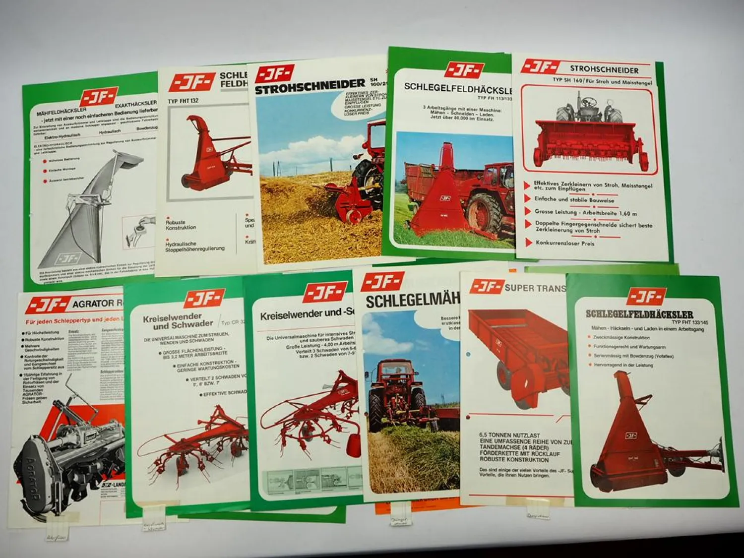 18x Original Prospekt JF Stegsted Landtechnik Häcksler Transporter 1970/80er J.