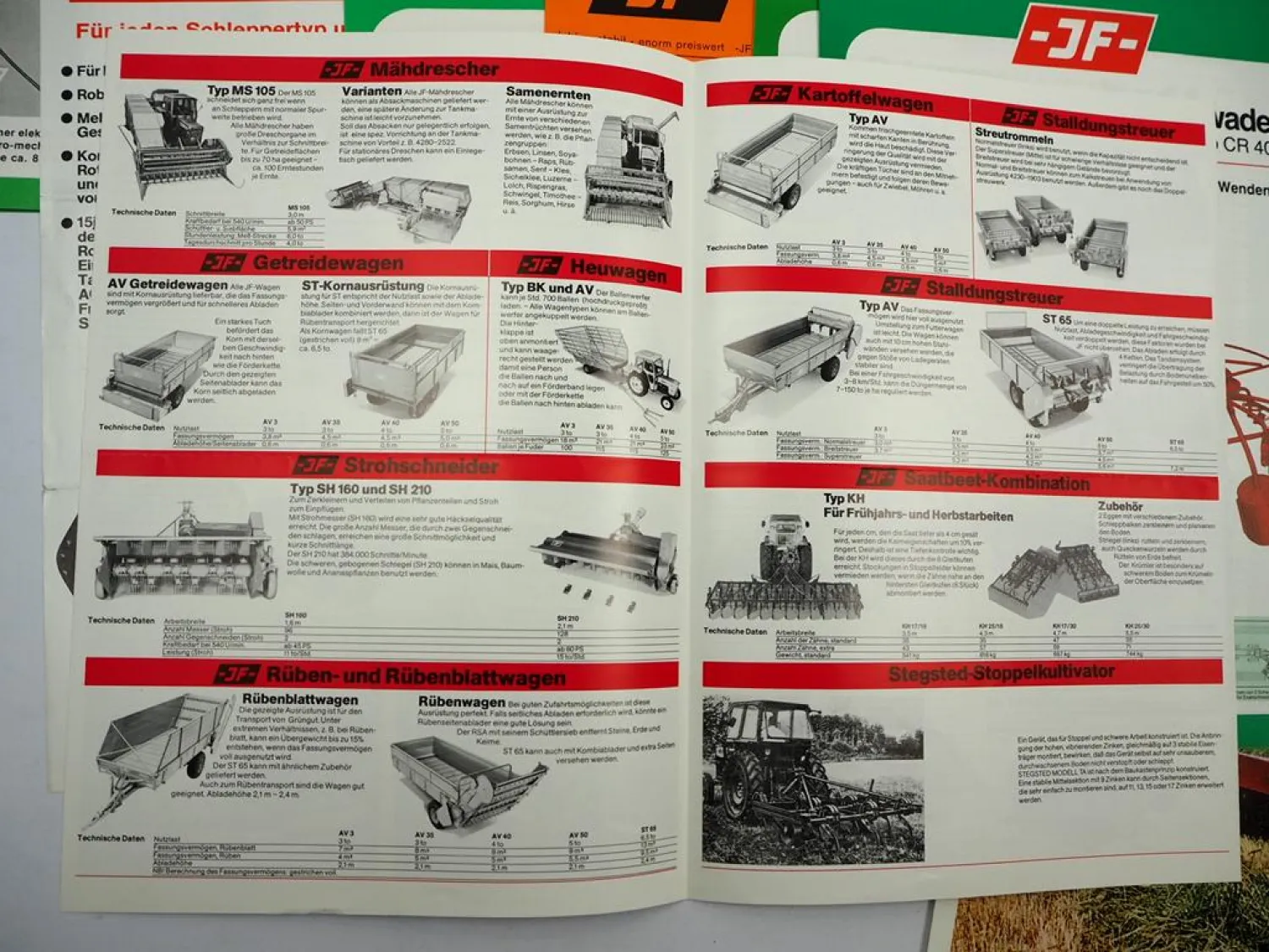 18x Original Prospekt JF Stegsted Landtechnik Häcksler Transporter 1970/80er J.