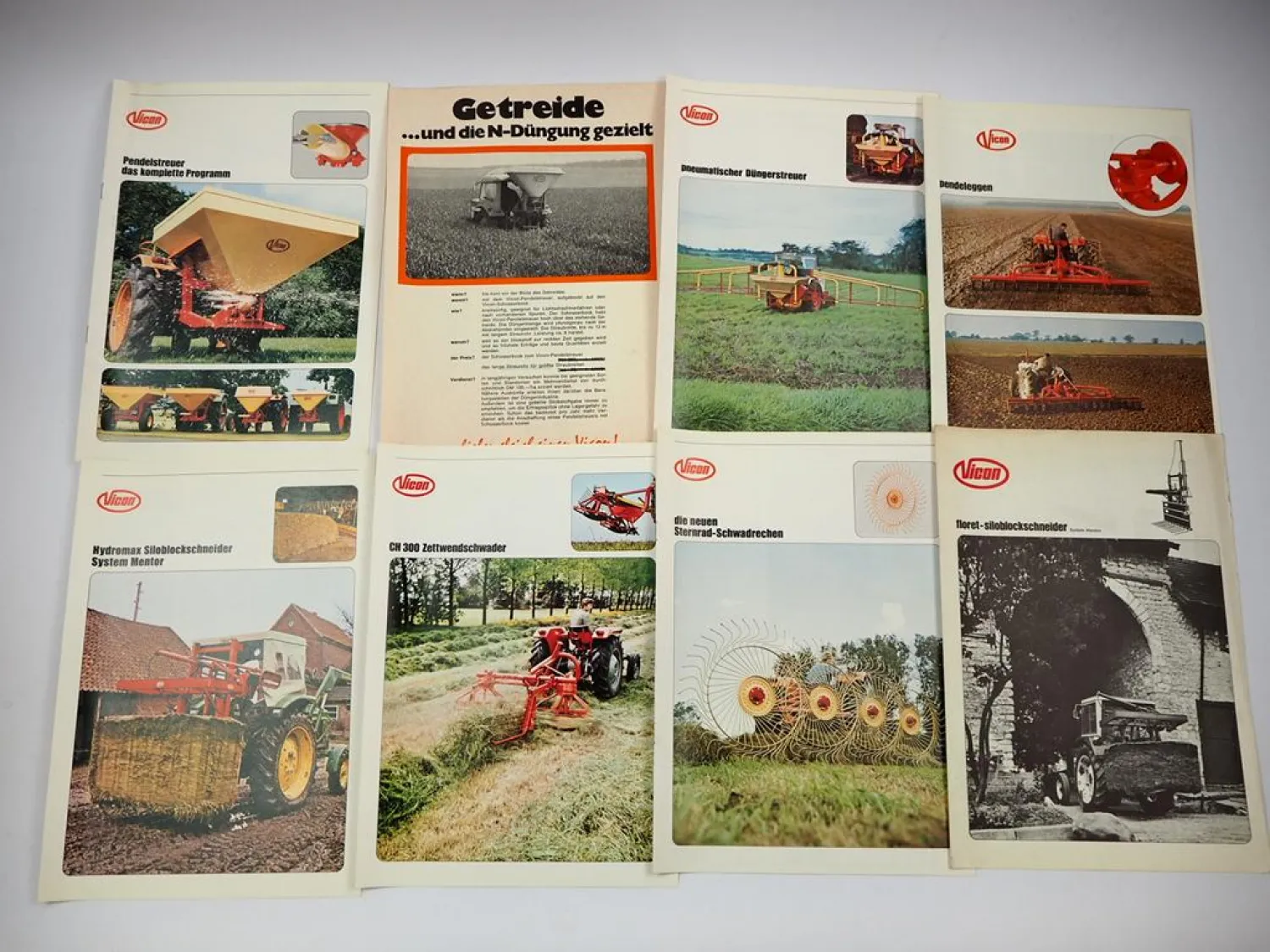18x Original Prospekt Vicon Landtechnik Düngerstreuer Mähwerk Kipper 1970er J.